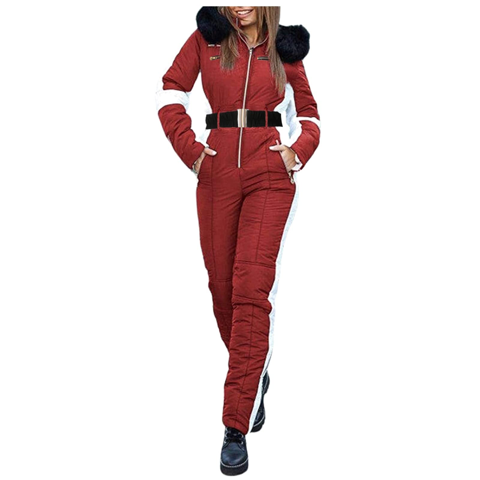Women's Waterproof Winter Ski Suit - Removable Collar Warm Jumpsuit for Outdoor Sports & Snowboarding | Petite Sizes | Perfect for Skiing, Snowboarding & Cold Weather Adventures