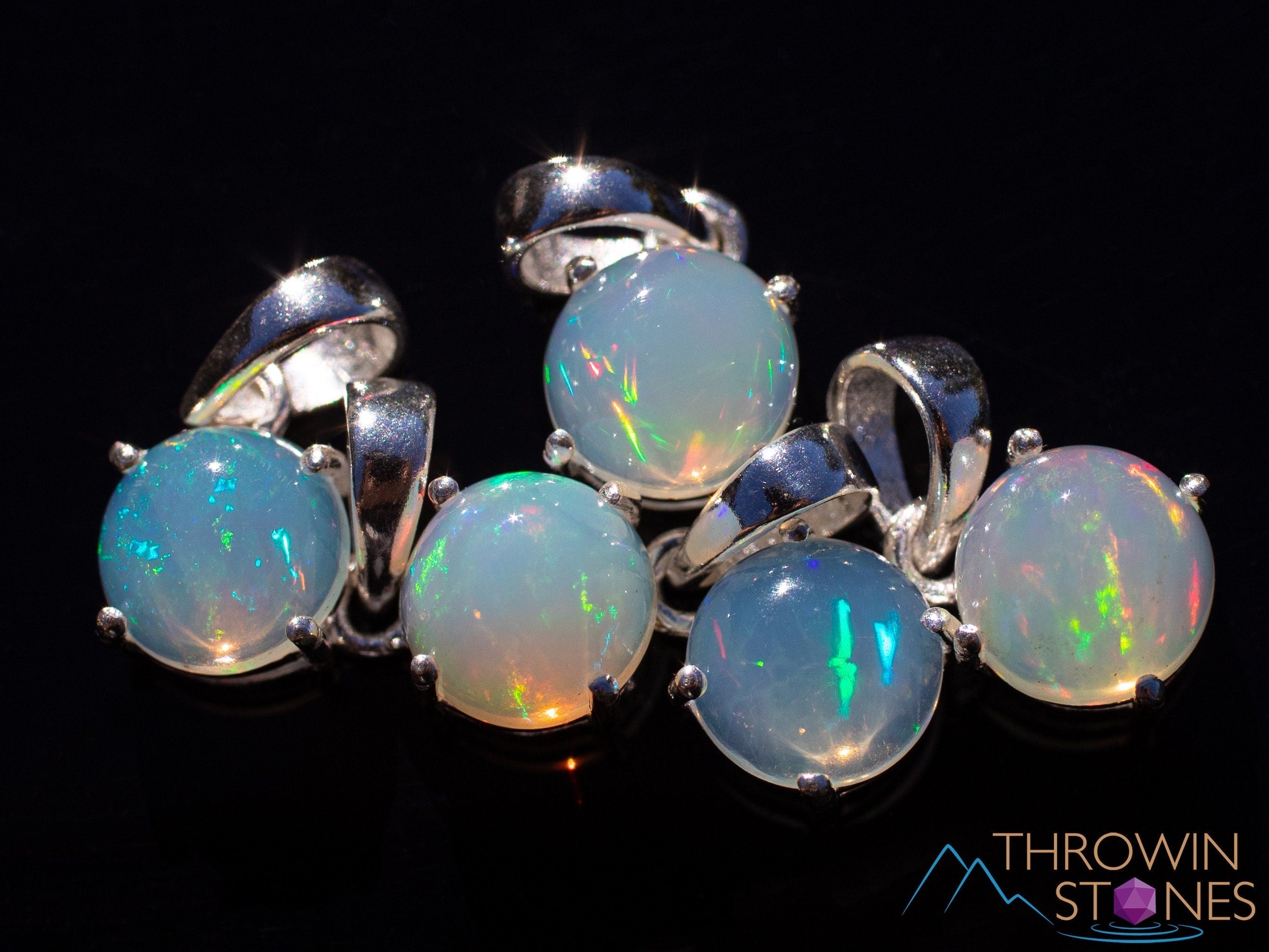 Opal Pendant Necklace - Sterling Silver Round Birthstone Jewelry with Welo Opal Cabochon | Perfect for Gifts, Anniversaries & Everyday Elegance | E1933