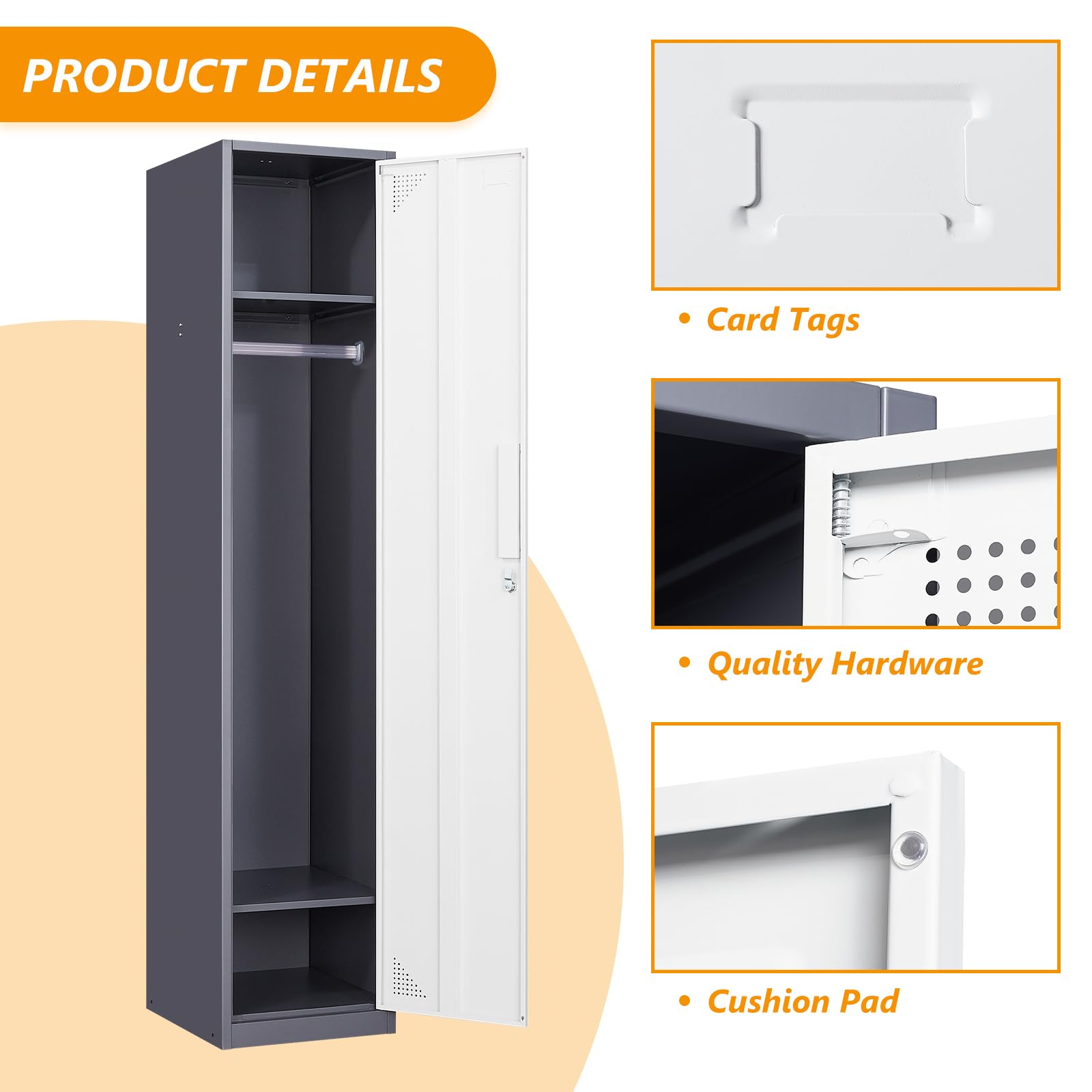 STANI Heavy Duty Metal Locker with Lock - Secure Employee Storage Cabinet for Home, Gym, School & Office - Tall Steel Locker for Clothes, Shoes & Equipment Storage | Perfect for Workplace, Sports Facilities & Educational Institutions