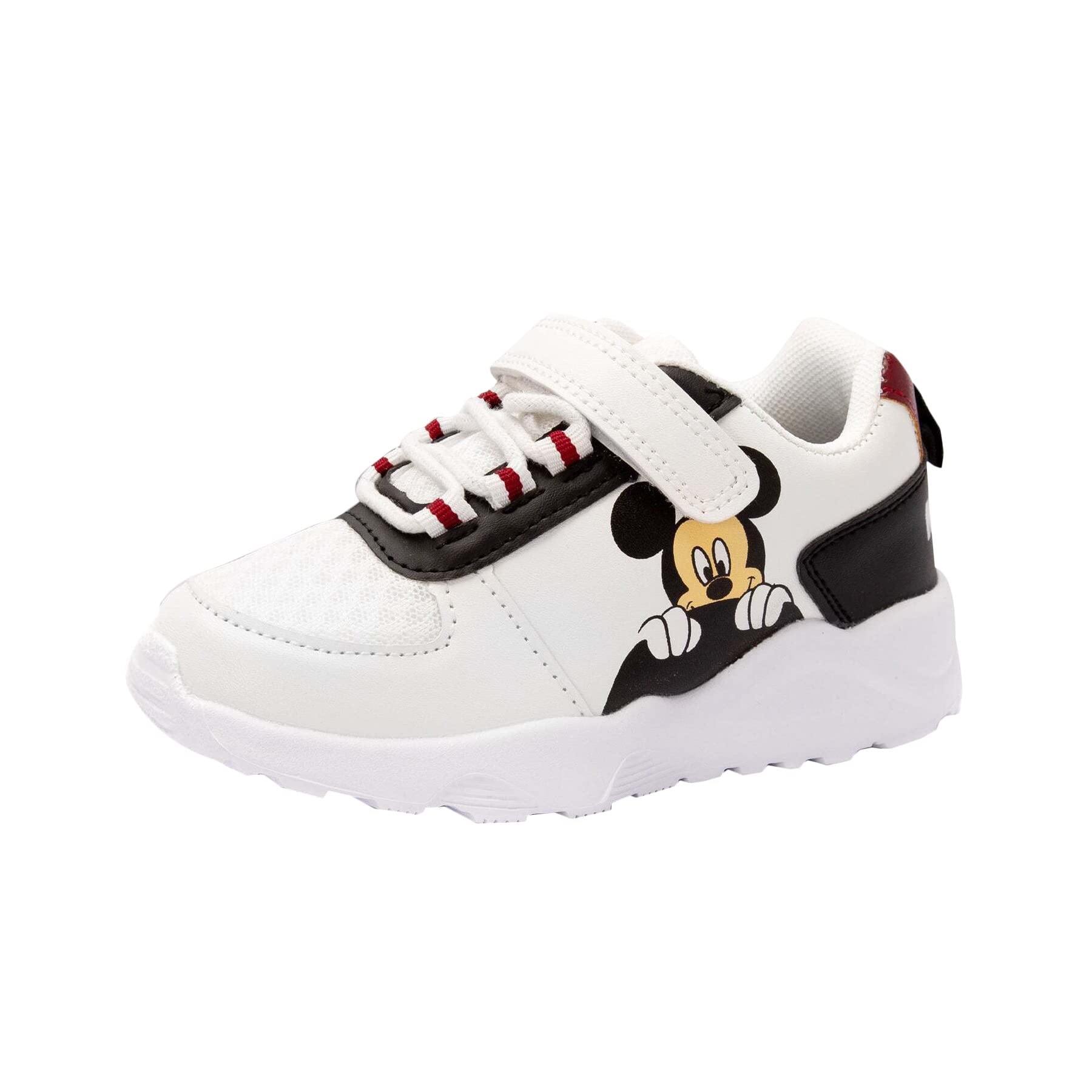 Disney Mickey Mouse Kids' Classic White Velcro Sports Sneakers - Comfortable & Stylish for School, Play & Everyday Wear