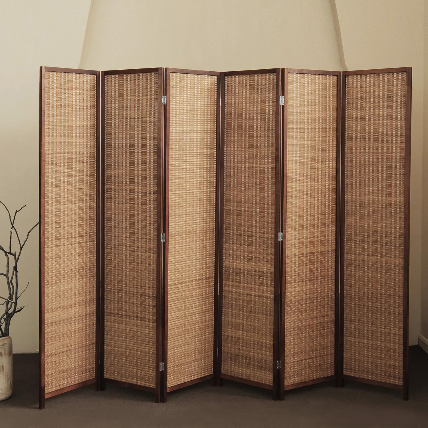 6 Panel Bamboo Room Divider Folding Screen - 67