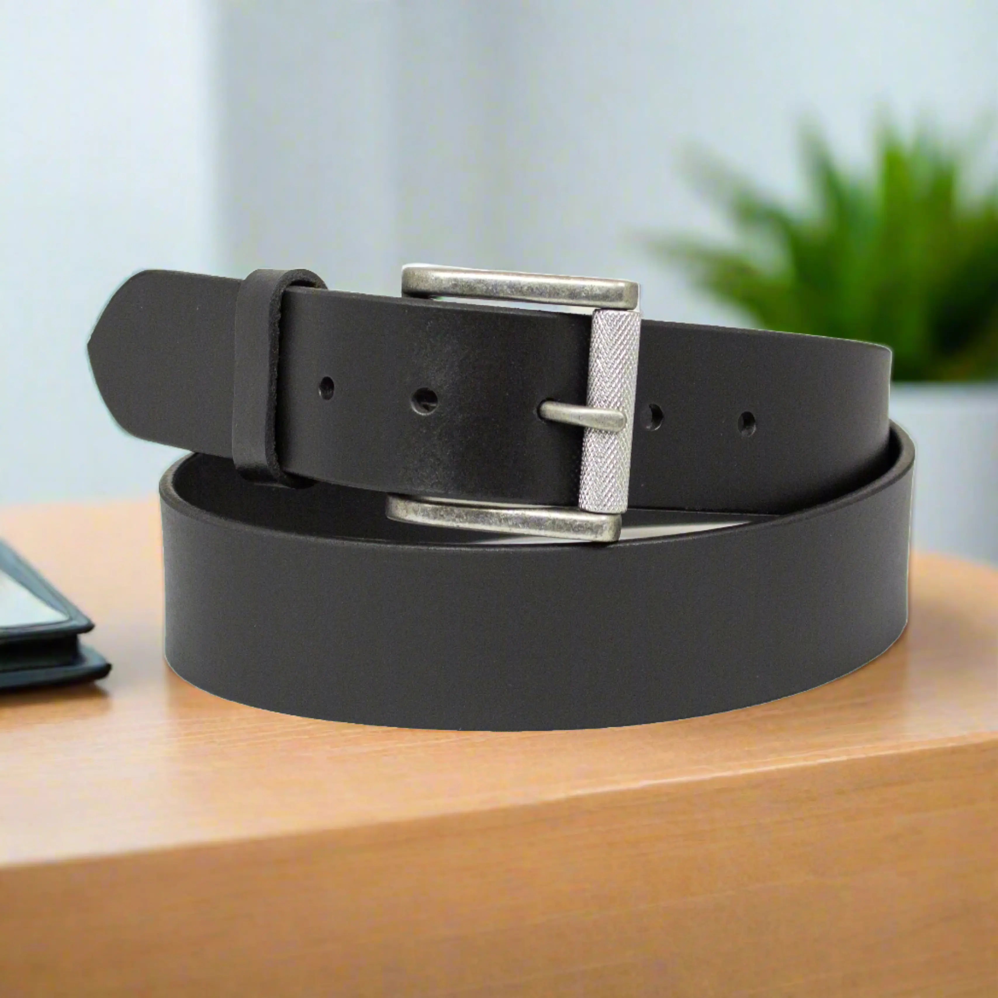 Premium BOL Men's Genuine Leather Belt with Removable Buckle - Classic Solid Color Dress Belt for Business, Office & Formal Occasions