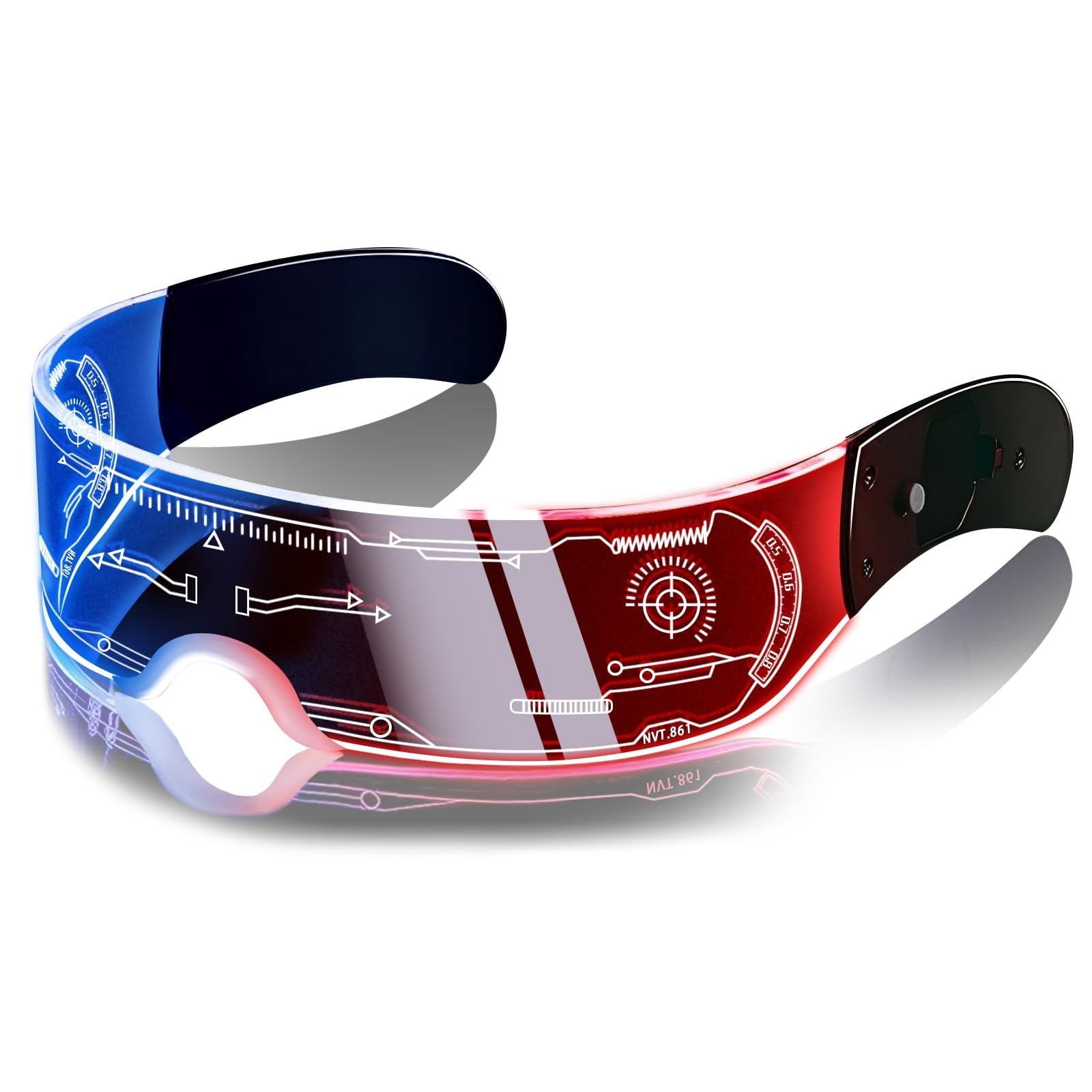 LED Cyberpunk Glasses for Adults - Light Up Halloween Party Accessories