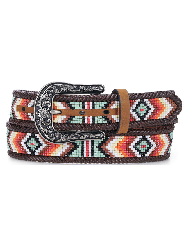 Nocona Women's Southwestern Diamond Beaded Side Lacing Belt - Tan | Western Fashion Accessory for Cowgirl Boots, Jeans & Boho Outfits