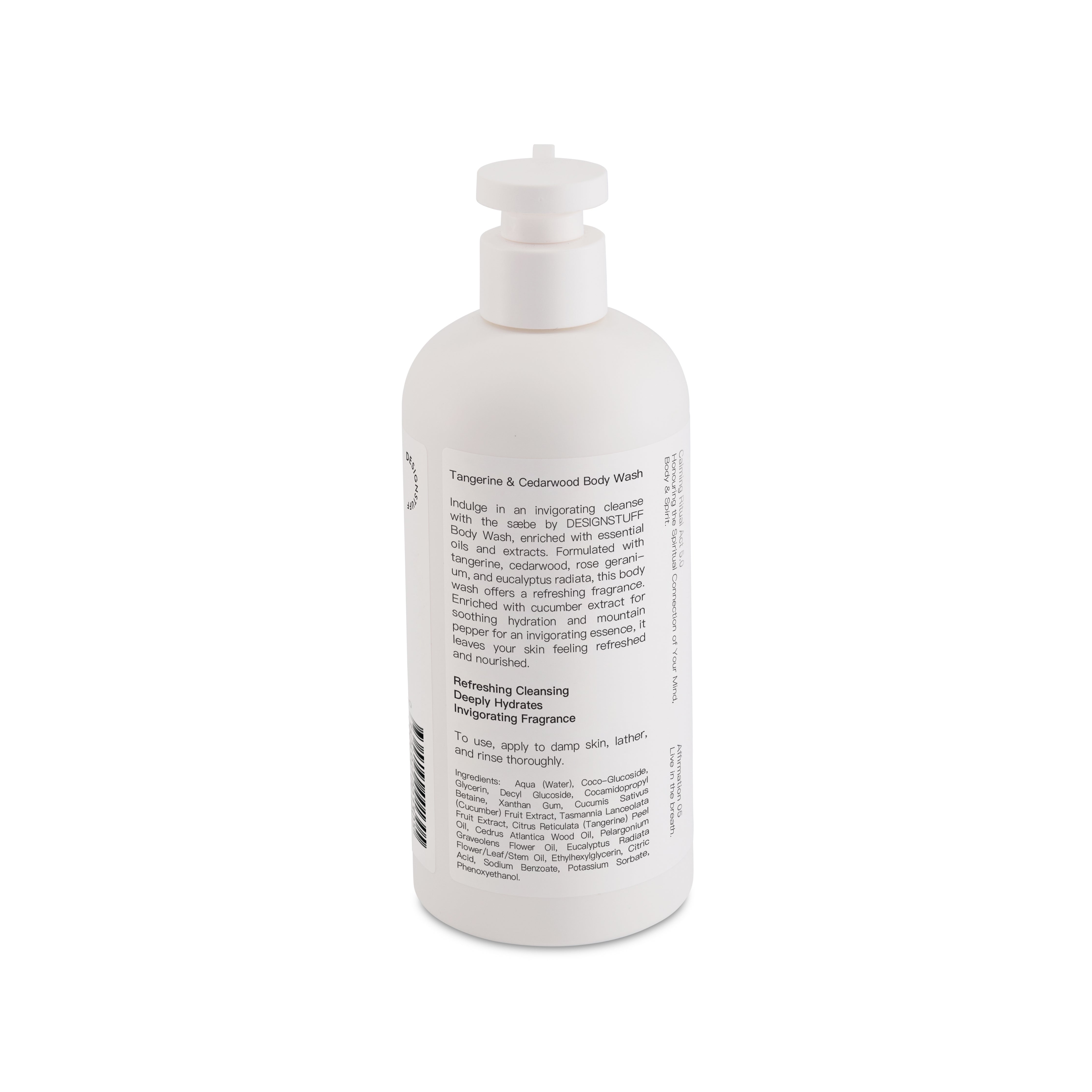 DESIGNSTUFF Saebe Moisturizing Body Wash with Tangerine & Cedarwood Scent - 16.9 fl oz (500ml) for Dry Skin - Hydrating & Refreshing Shower Gel for Men & Women - Perfect for Daily Use & Spa Days