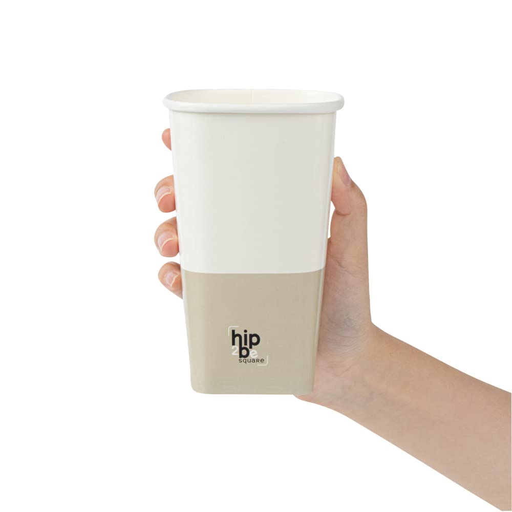 Restaurantware Hip 2 Be Square 16oz Paper Coffee Cups - Leakproof, Reusable, Double PE Lined for Hot & Cold Drinks (Lids Sold Separately) - Perfect for Coffee Shops, Offices, and Catering Events