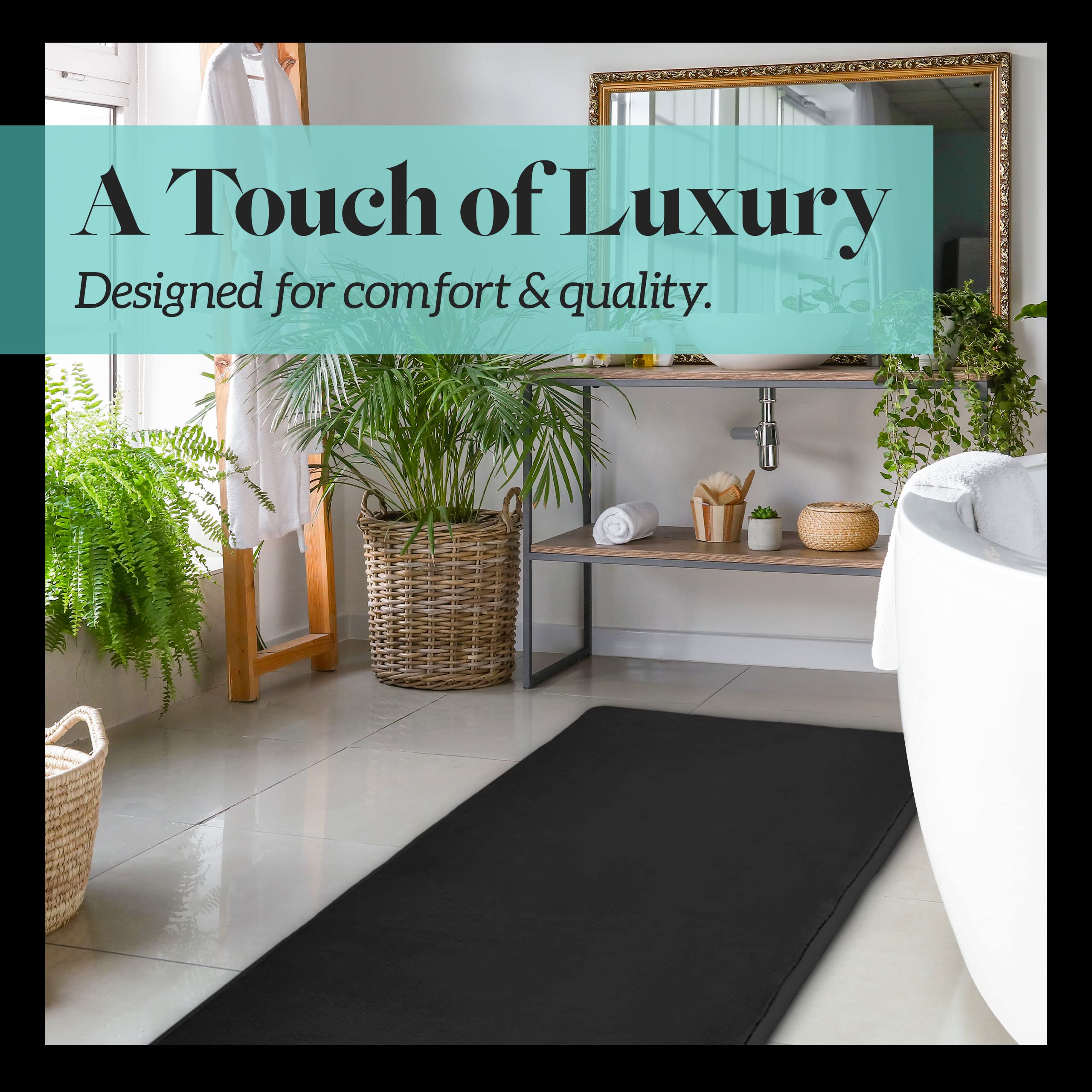 Premium Non-Slip Memory Foam Bath Mat - Ultra Absorbent Velvet Bathroom Rug (22