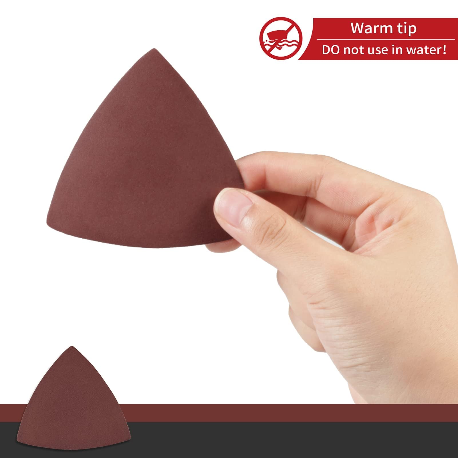 30 Pcs 3-1/8 Inch (80mm) 800 Grit Triangular Hook & Loop Sanding Pads for Oscillating Multi-Tool - No Hole Triangle Sandpaper for Wood, Metal Polishing & Detail Sanding - Perfect for DIY Projects, Furniture Refinishing & Automotive Repair