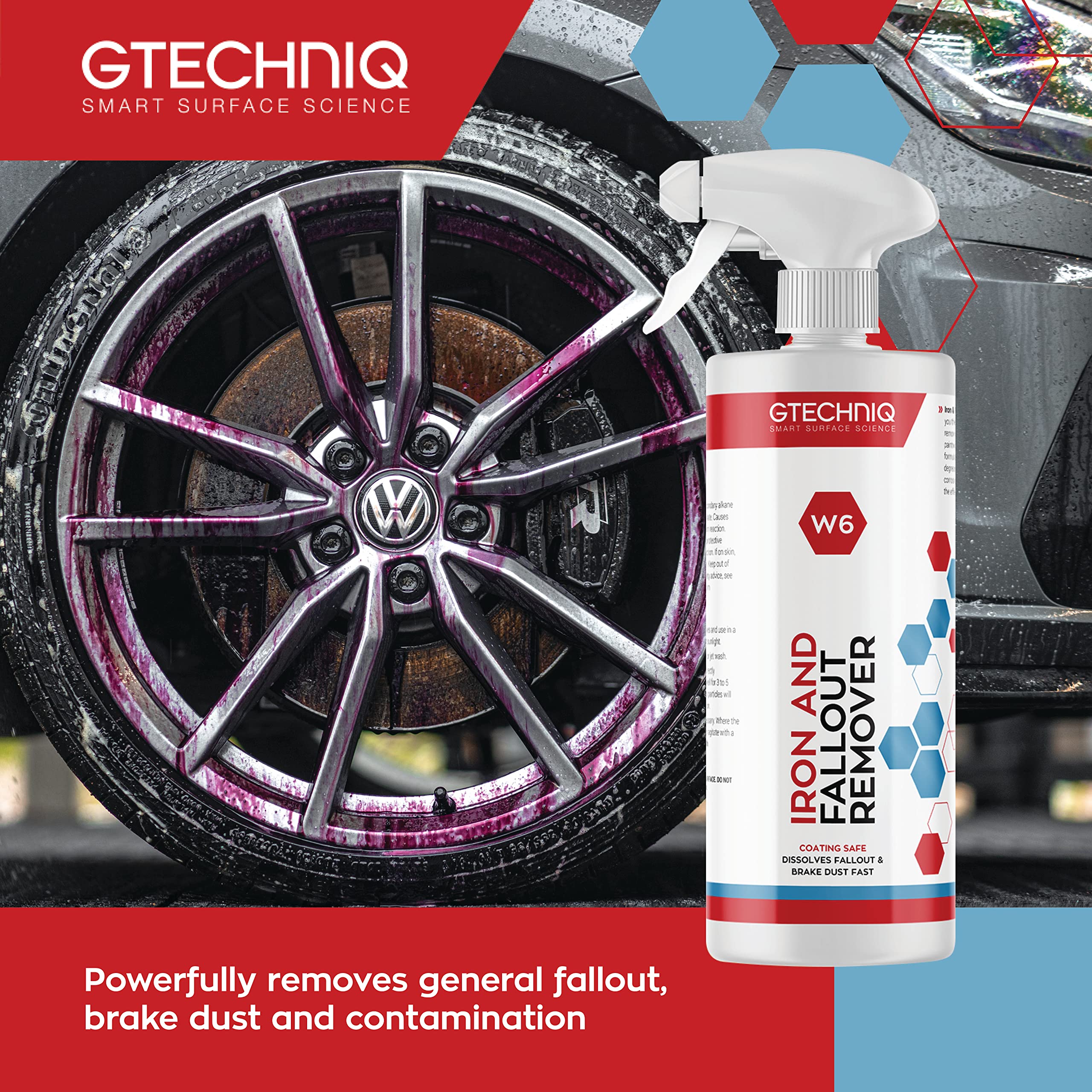 Gtechniq W6 Iron & Fallout Remover - Safe Brake Dust Degreaser for Car Wheels, Rims & Paintwork | 5L Bottle | Protects Ceramic Coatings | Perfect for Detailing & Auto Maintenance