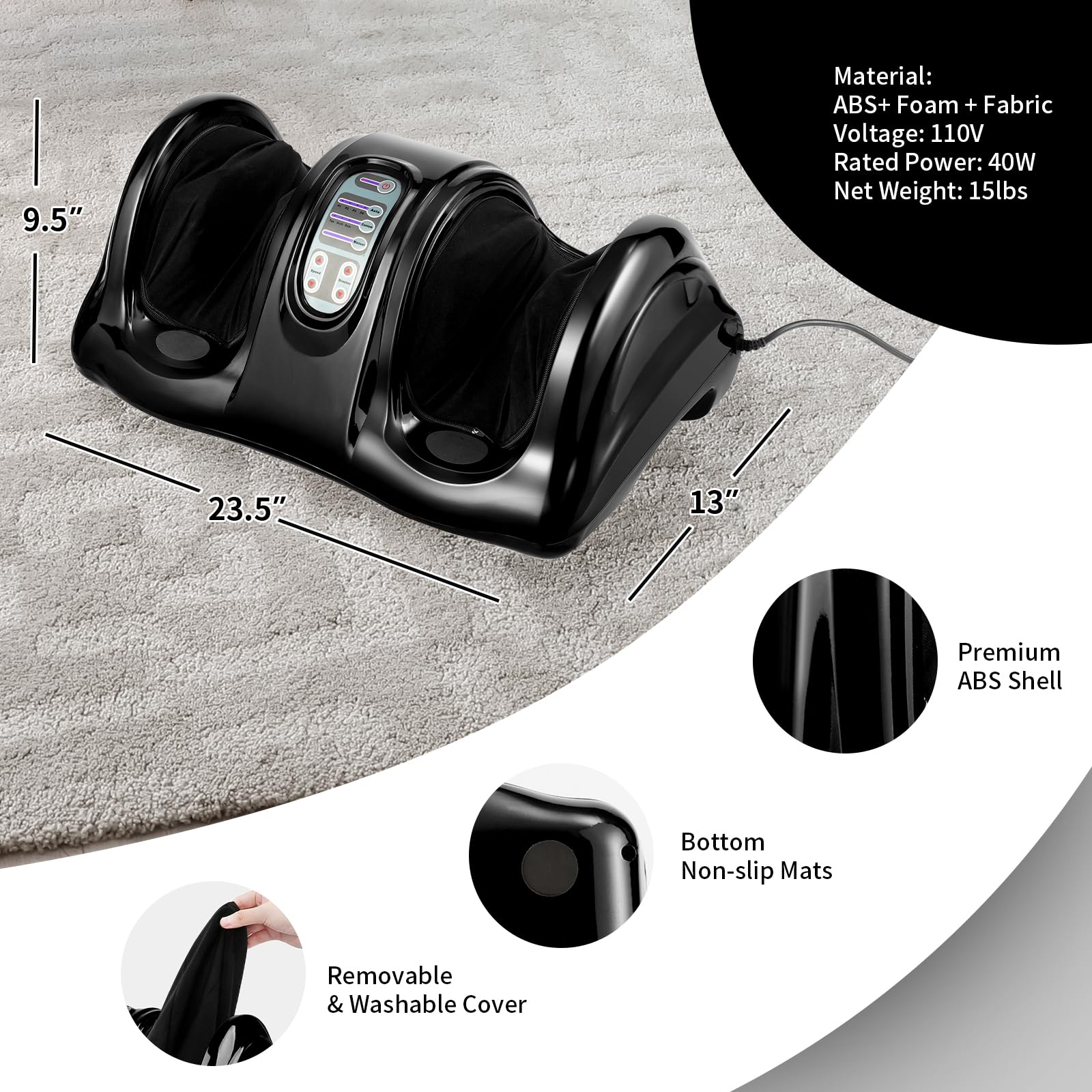 ARLIME Shiatsu Foot Massager with Heat & Remote - Deep Kneading & Rolling for Plantar Fasciitis, Calf Pain Relief, Improves Blood Circulation - Perfect for Home, Office & Post-Workout Recovery