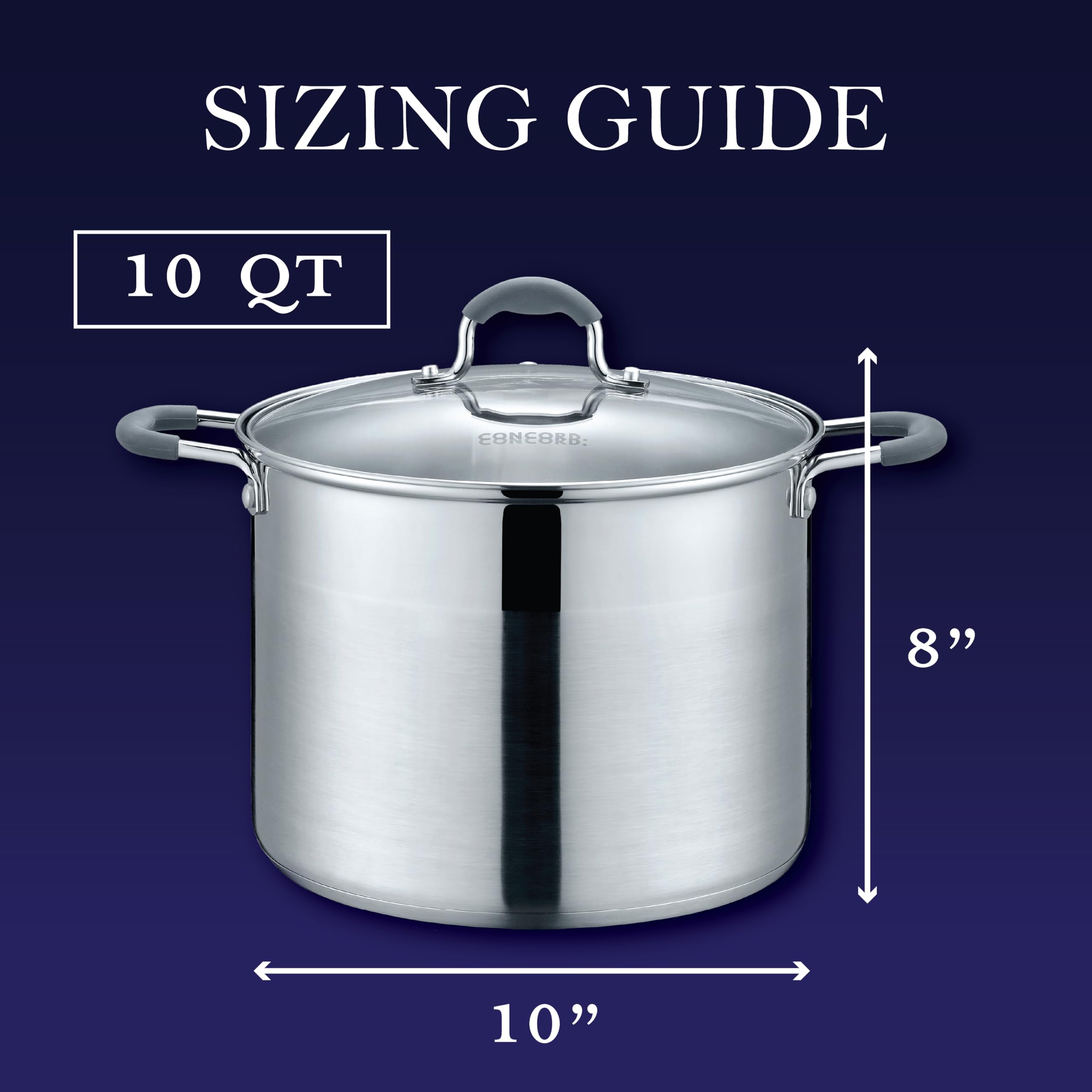 Premium 10 QT CONCORD Stainless Steel Stock Pot with Glass Lid - Induction Compatible Cookware for Soups, Stews & Pasta - Perfect for Home Chefs & Professional Kitchens