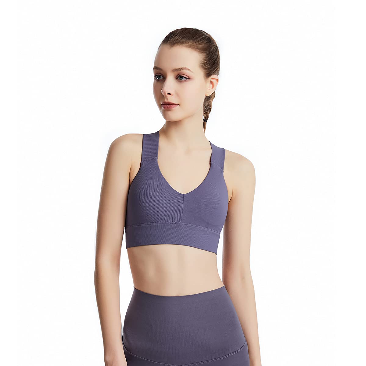 EboKepft Women's Seamless Sports Bras - Comfortable Yoga Bra with Removable Pads & Crossover Strap - Perfect for Workouts, Running, and Gym