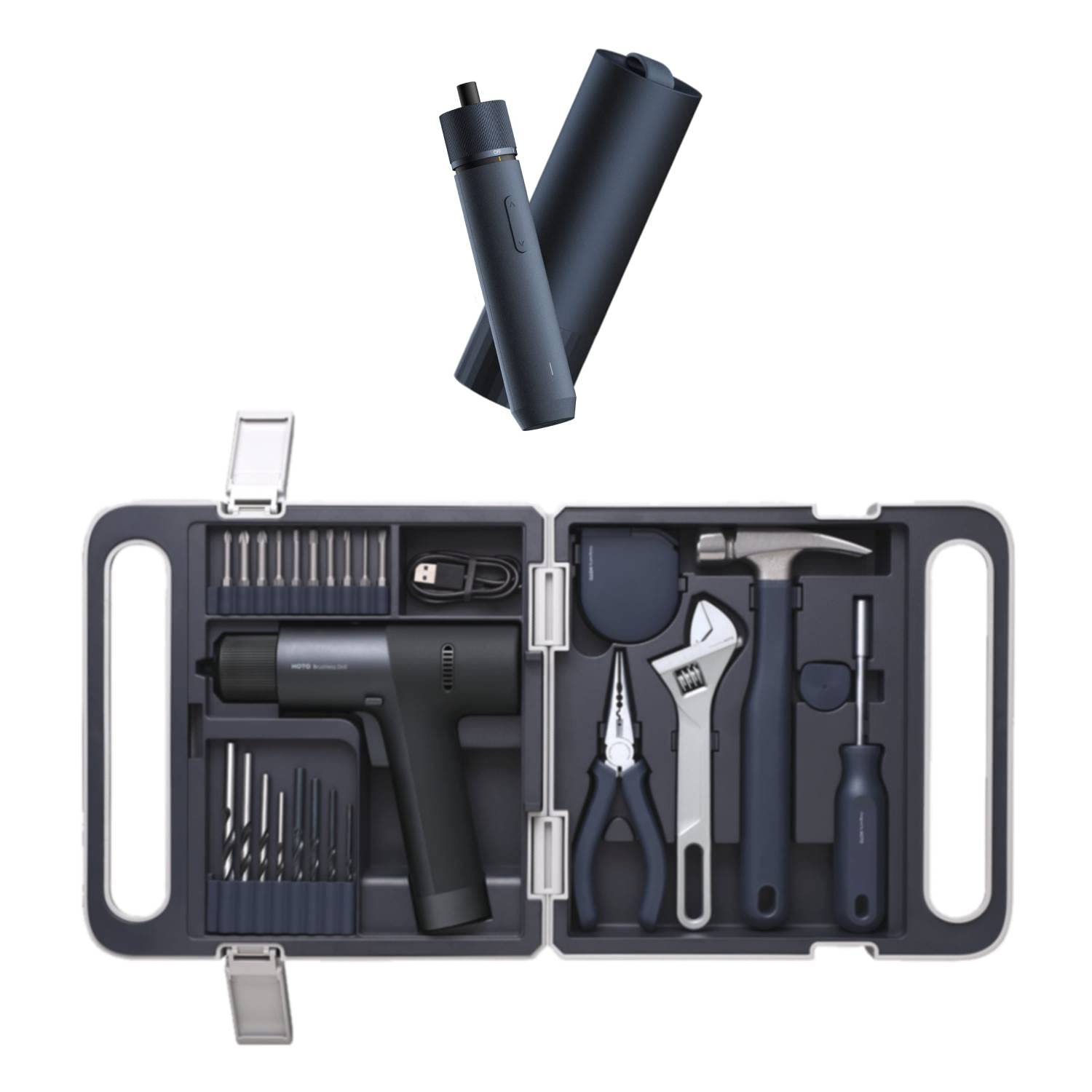 HOTO 12V Cordless Brushless Drill Driver Kit with 30 Accessories - Perfect for Home DIY Projects, Furniture Assembly & Light Construction Work