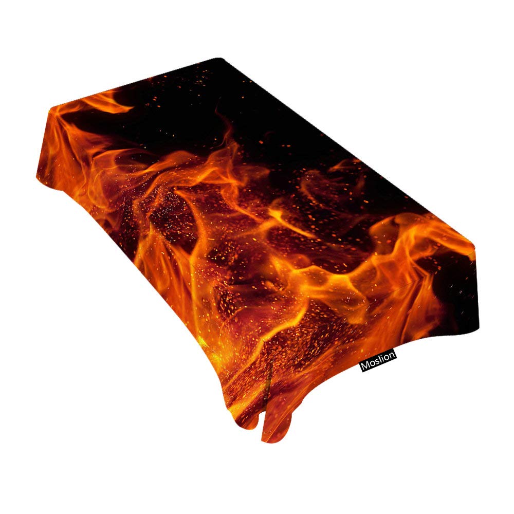 Flame Pattern Rectangular Tablecloth 60x104 Inches - Stylish Dining Table Cover for BBQ, Picnic, Coffee Table & Home Decor - Waterproof & Wrinkle-Resistant