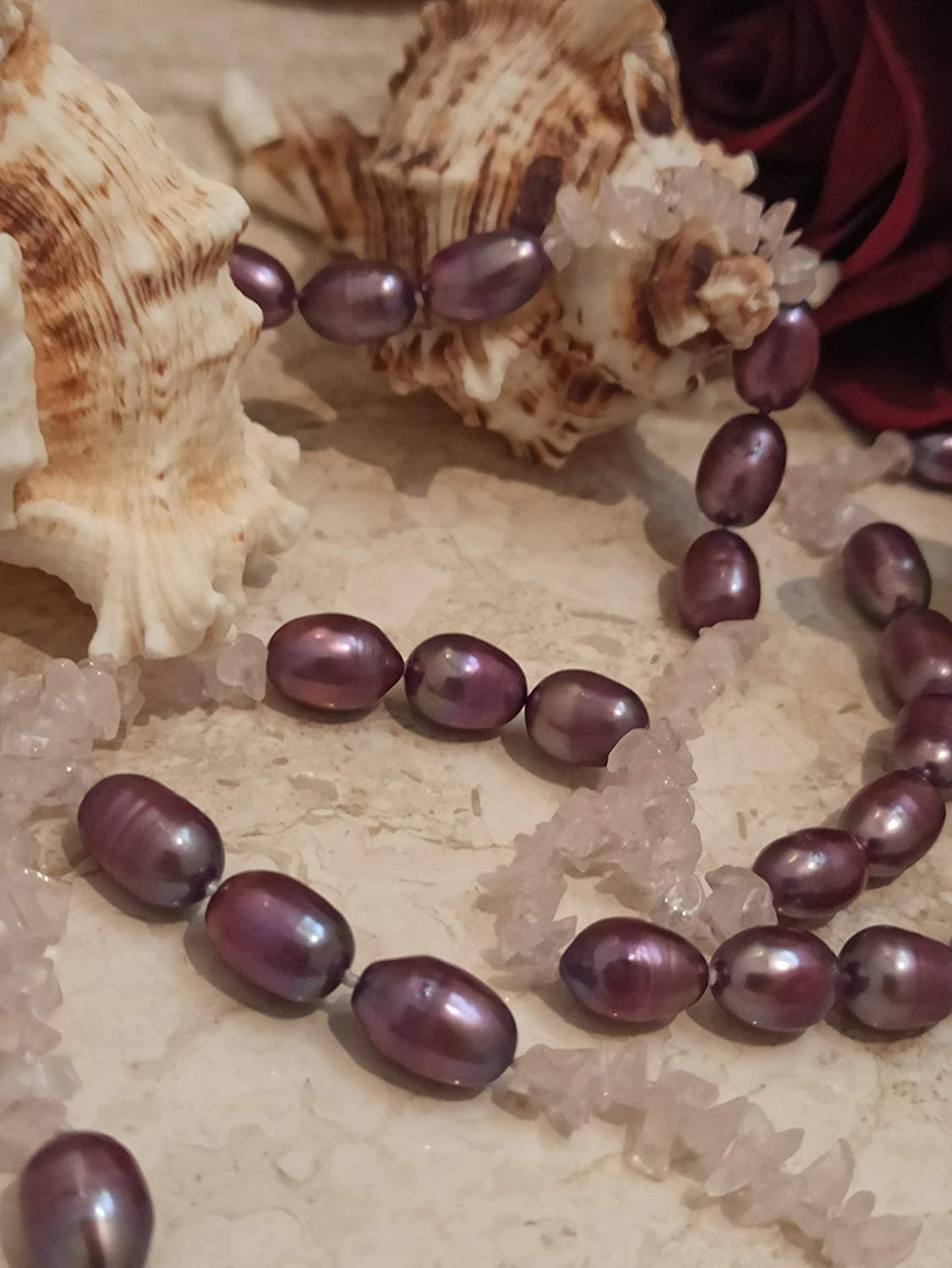 Luxury Natural Amethyst Pearl Necklace for Women - 62