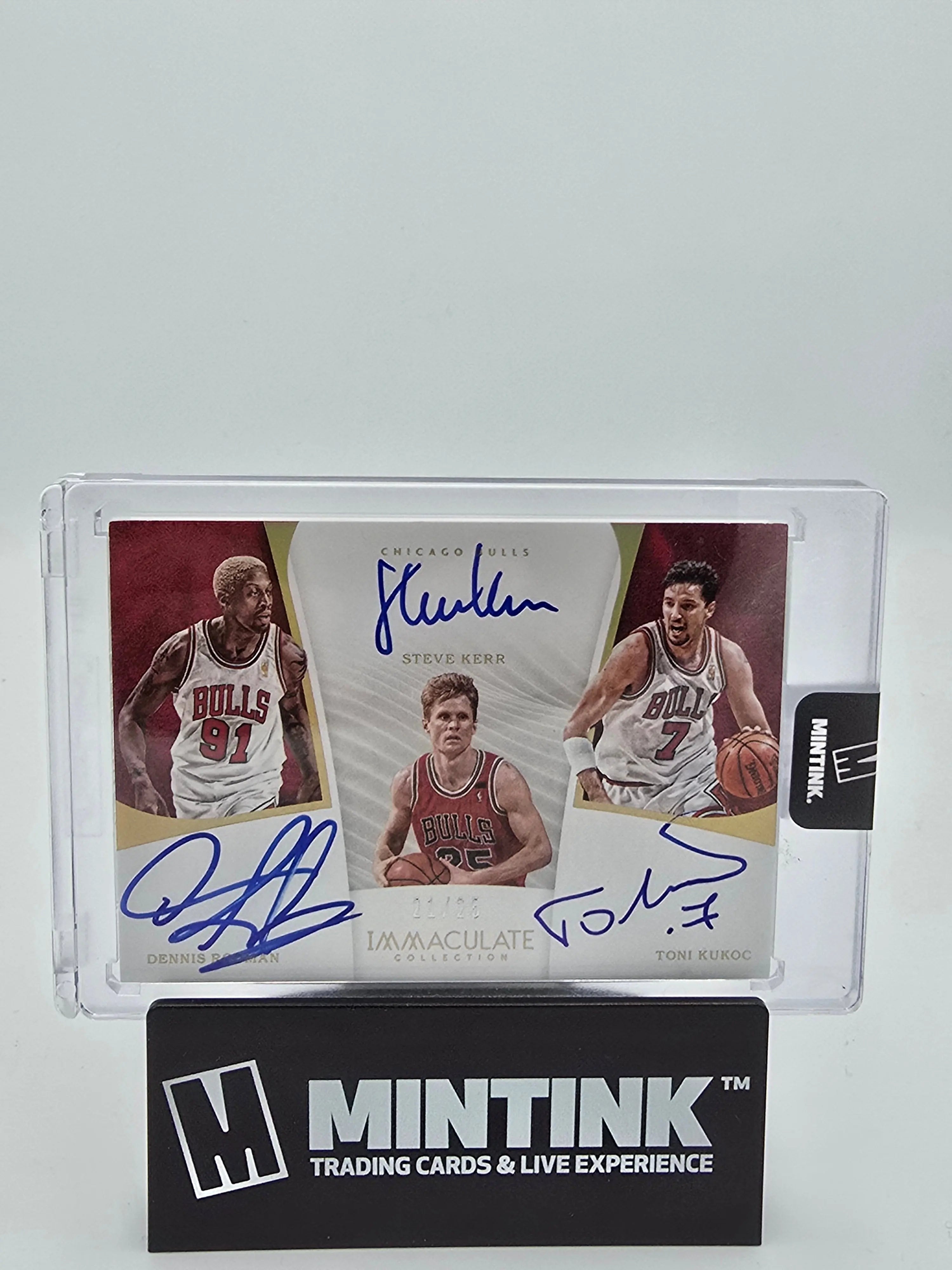 2017-18 Panini Immaculate Basketball Dennis Rodman Steve Kerr Toni Kukoc Triple Autograph Card #21/25 - Rare NBA Memorabilia for Collectors & Basketball Fans