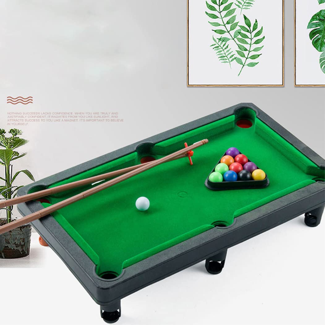 1 Set Mini Tabletop Pool Set - Small Billiards Game with Balls, Sticks & Triangle Rack - Travel & Office Friendly Desk Games for Home, Parties & Kids