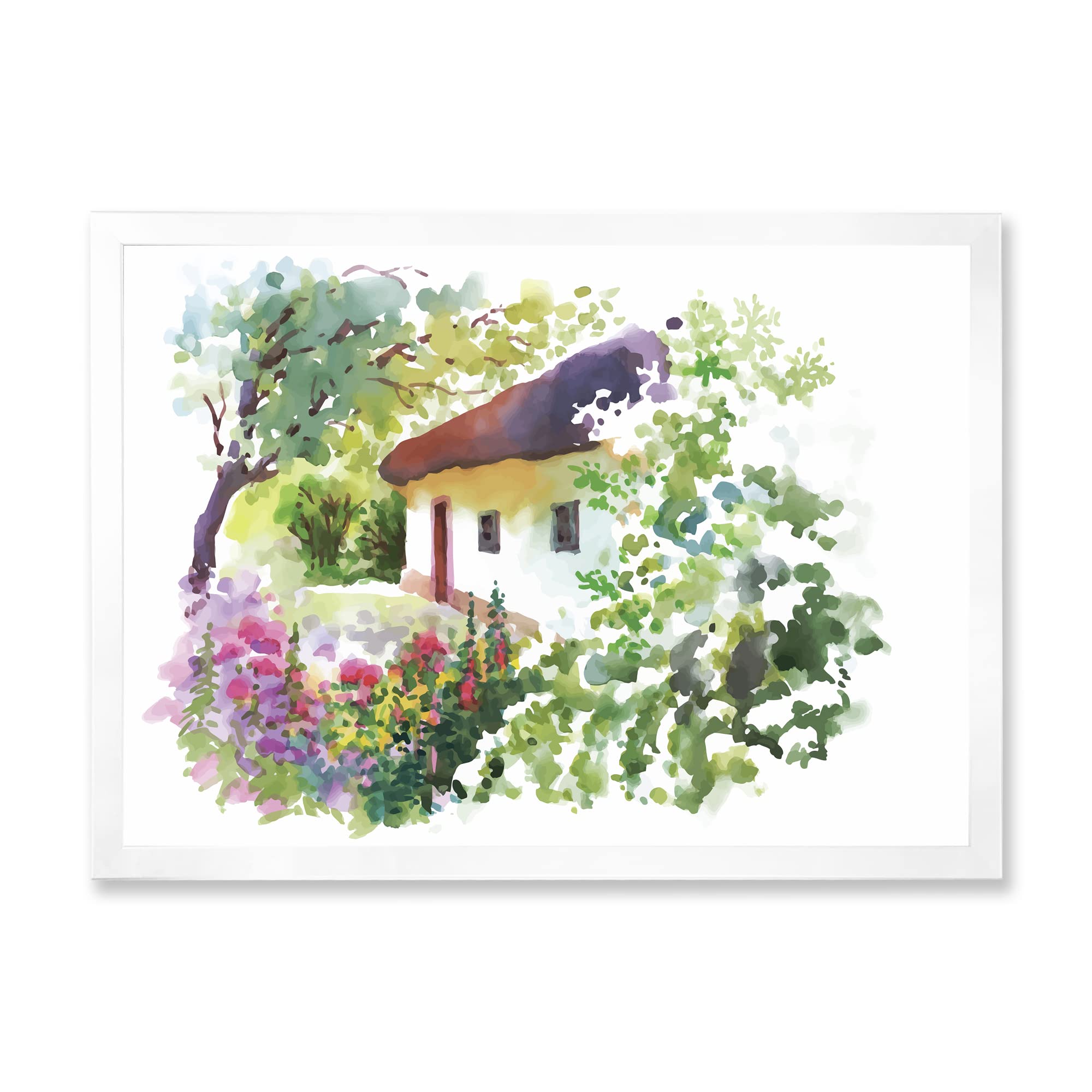 Traditional Framed Wall Art - Rural Village Landscape Painting for Home & Office Decor | Perfect for Living Room, Bedroom, or Country Style Interior Design