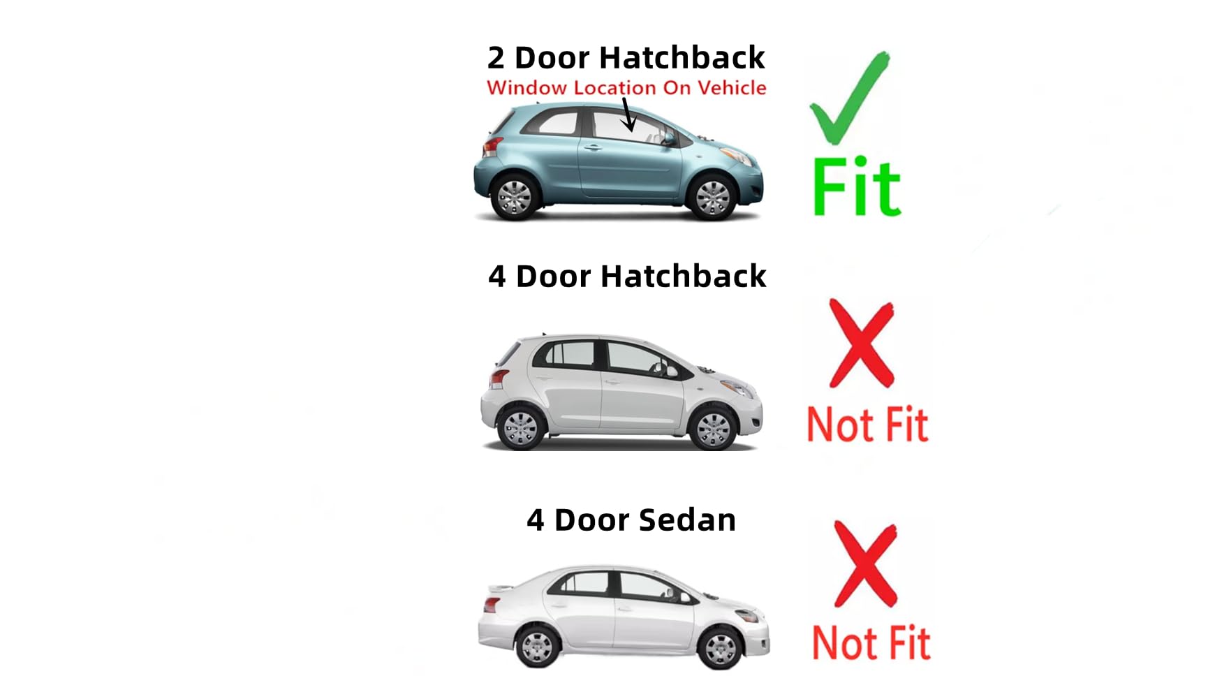 Toyota Yaris 2-Door Hatchback Passenger Side Window Glass Replacement (2006-2011) - Right Door OEM Fit, Easy Installation for Car Window Repair & Auto Glass Replacement