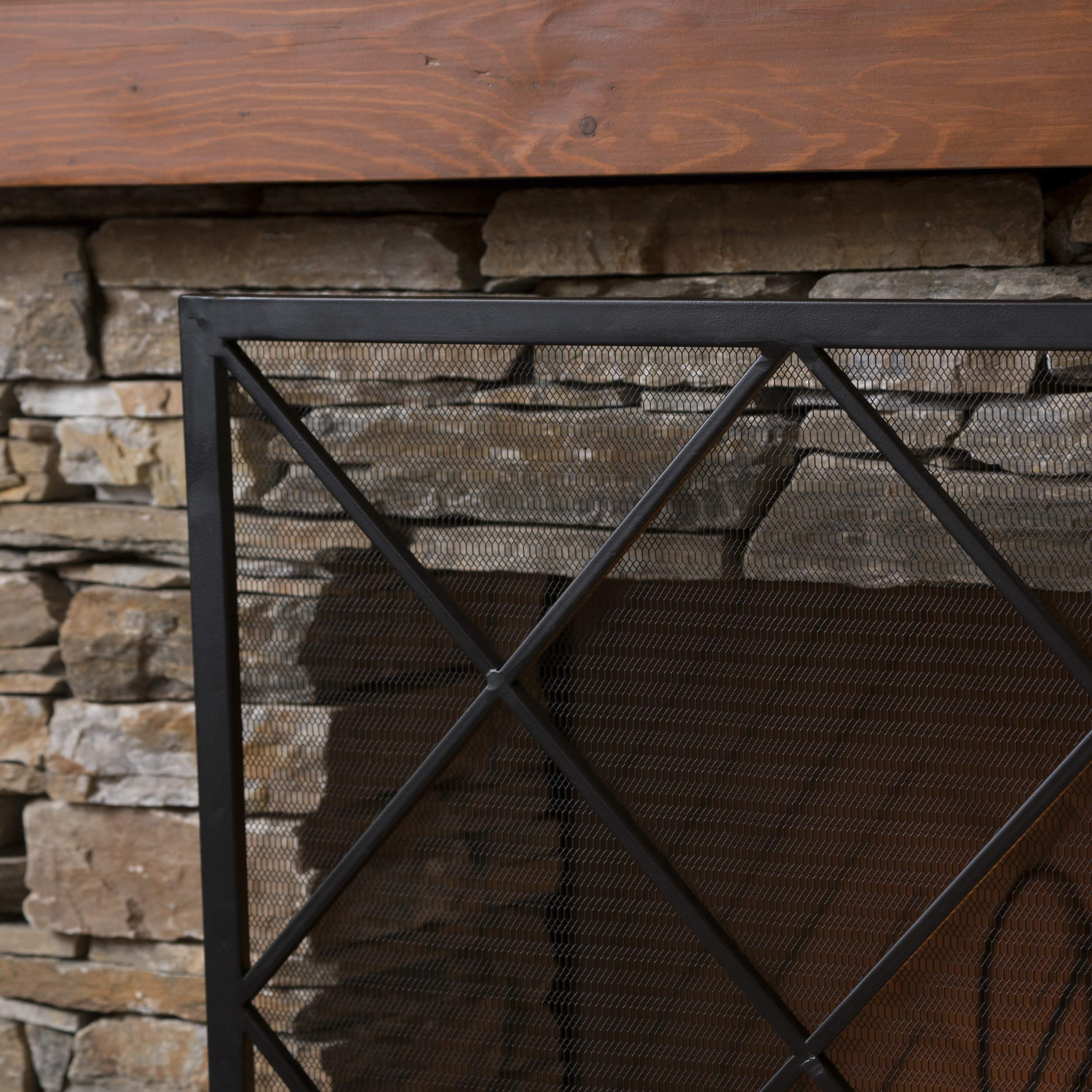 Christopher Knight Home Howell Single Panel Black Iron Fireplace Screen - Decorative Fireplace Guard for Living Room, Bedroom & Patio Safety