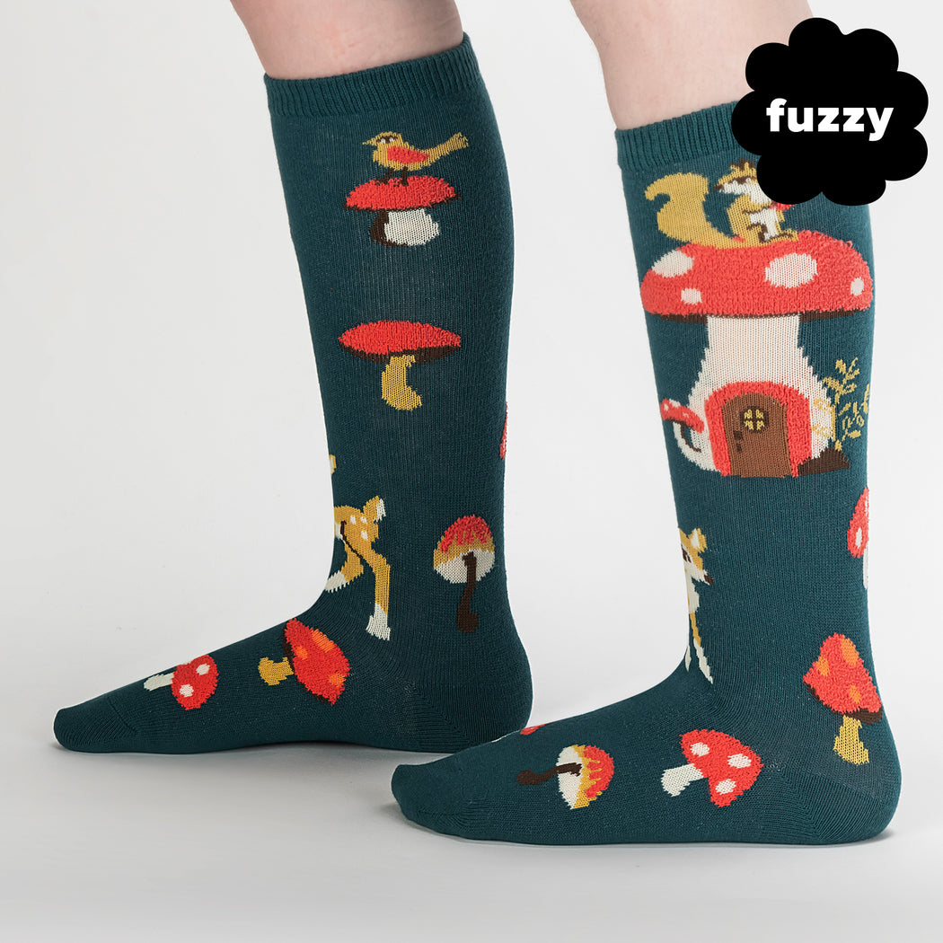 Funky Mushroom & Skateboard Knee High Socks for Teens - Cute Novelty Socks for School, Gifts & Skater Fashion