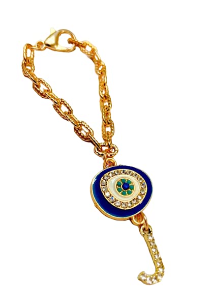 Evil Eye & J Initial Diamond Watch Charm - Rose Gold Gift for Women