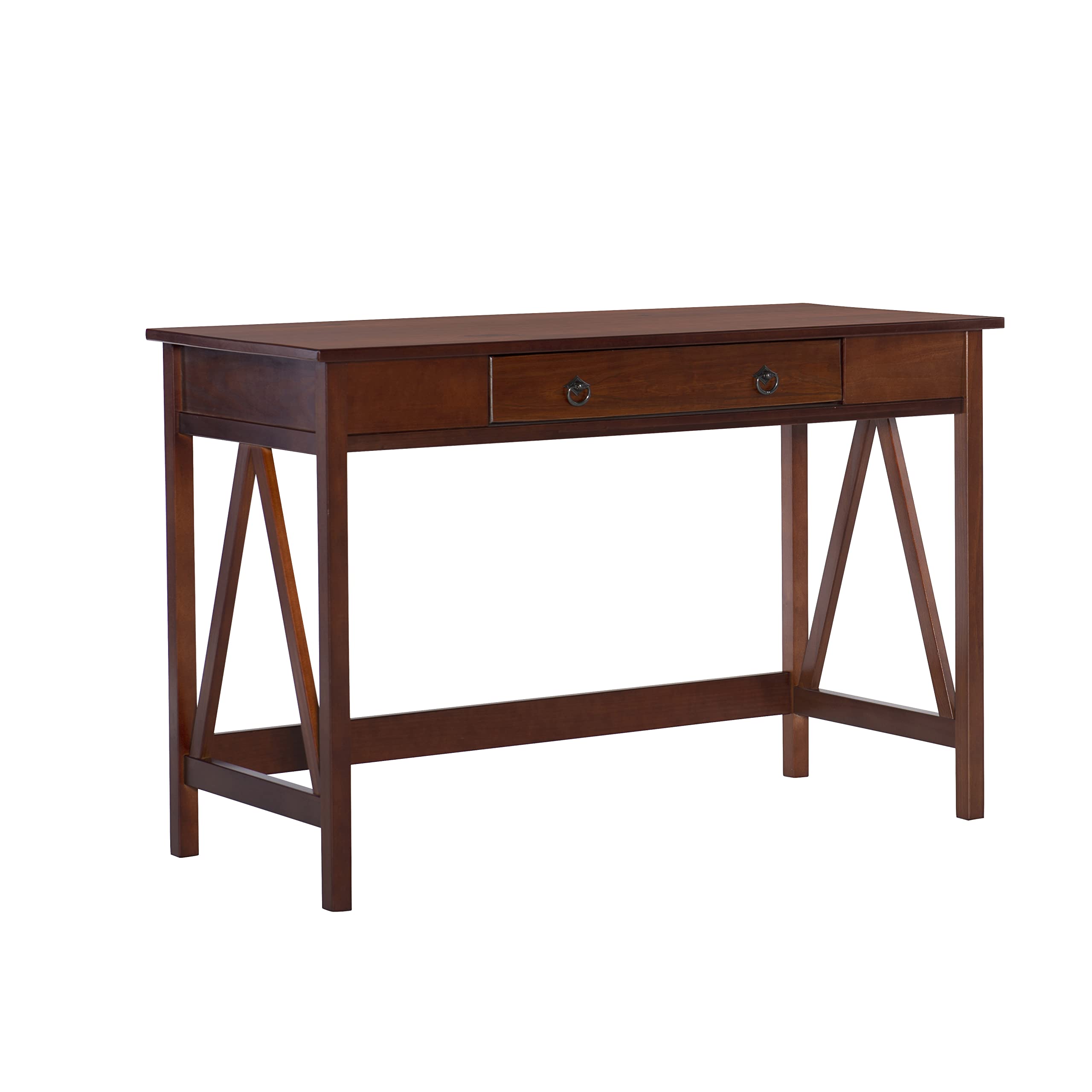 Linon Home Decor Antique Tobacco Titian Desk - 45.98 x 20 x 30 Inches, Vintage Writing Table with Drawers for Home Office, Study & Library Workspaces