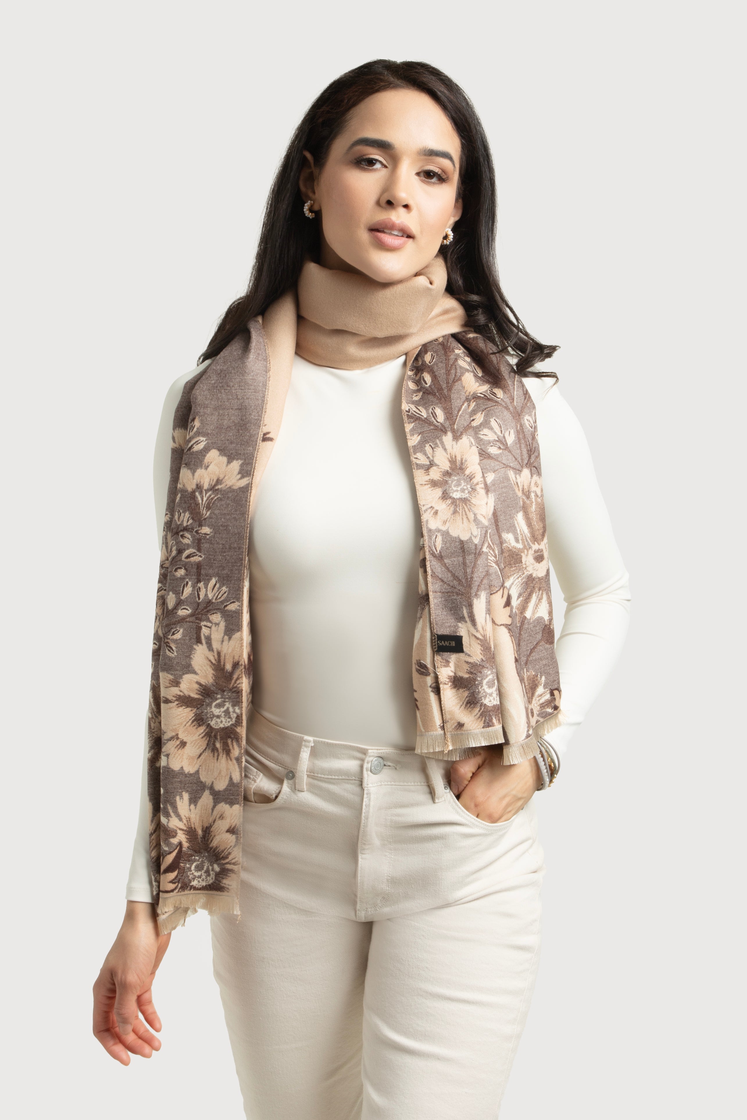 Reversible Floral Oversized Scarf - Soft Winter Shawl Wrap for Women - Perfect for Cold Weather, Travel & Fashion Accessories