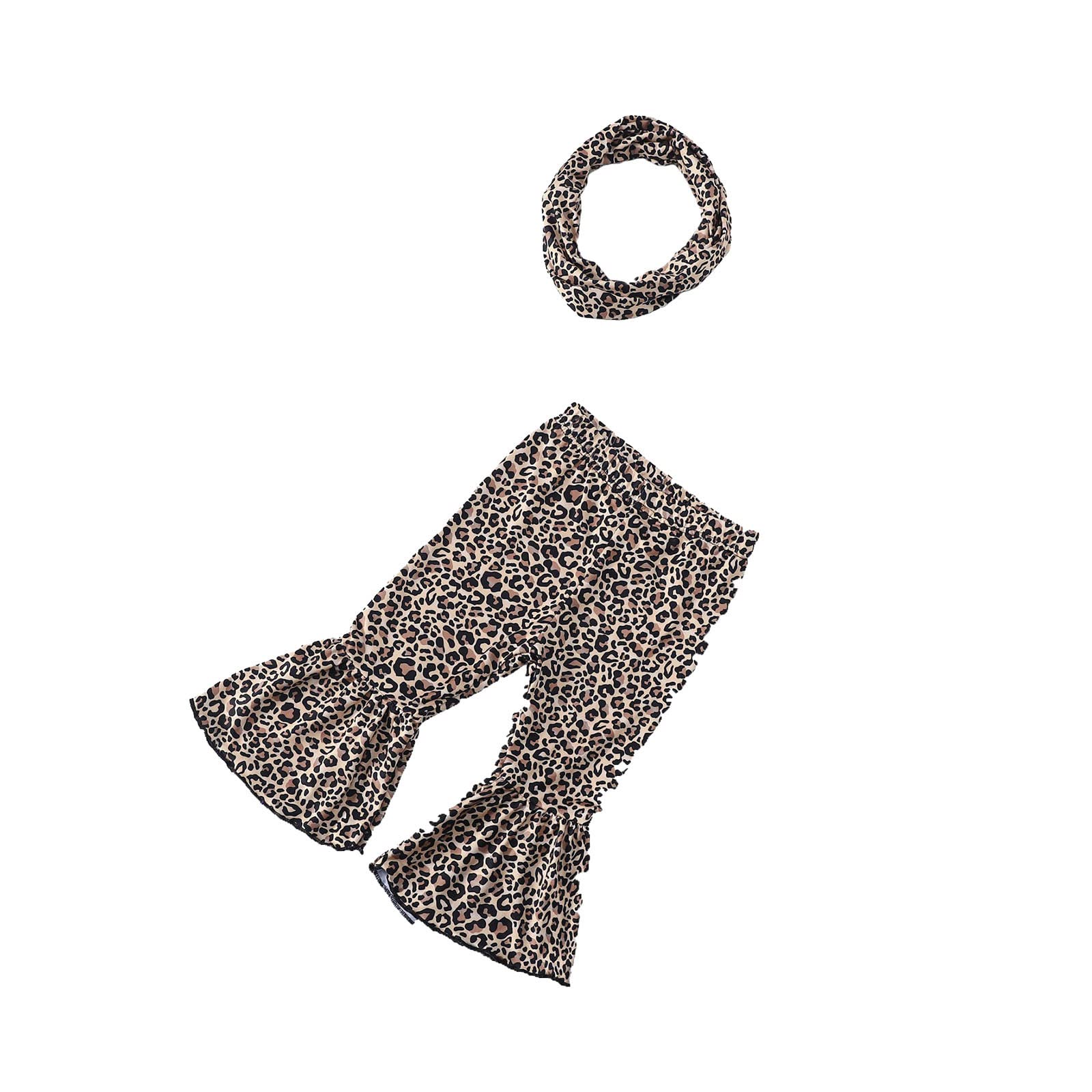 Girls' Stretchy Flare Pants with Floral Print & Ruffles - Soft Fleece Leggings & Hairband Set (Size 4) - Perfect for Playdates, School & Winter Outfits