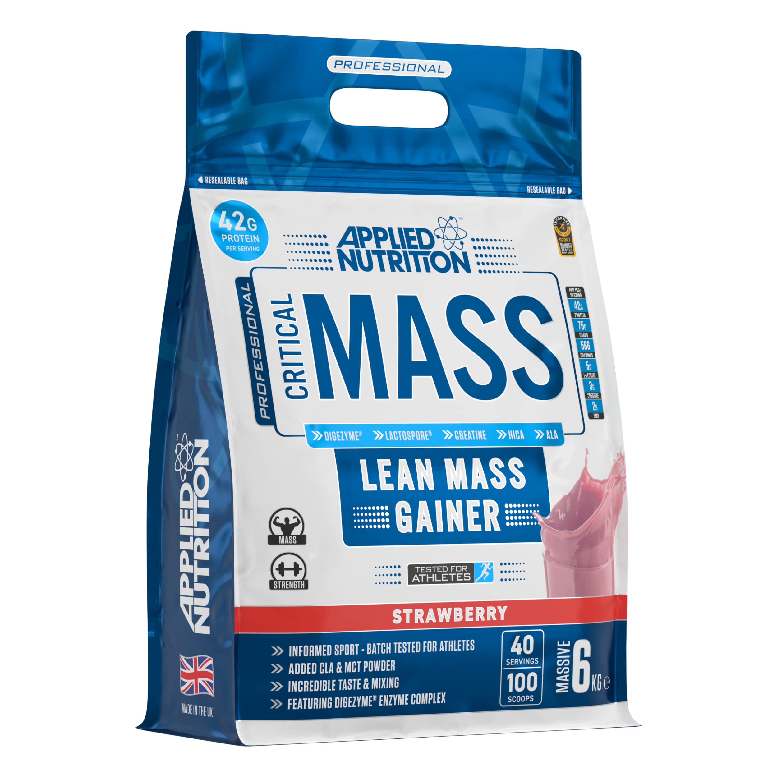 Applied Nutrition Critical Mass 6kg - High Protein Weight Gainer Powder for Muscle Building & Recovery | Perfect for Post-Workout & Bulking Phase