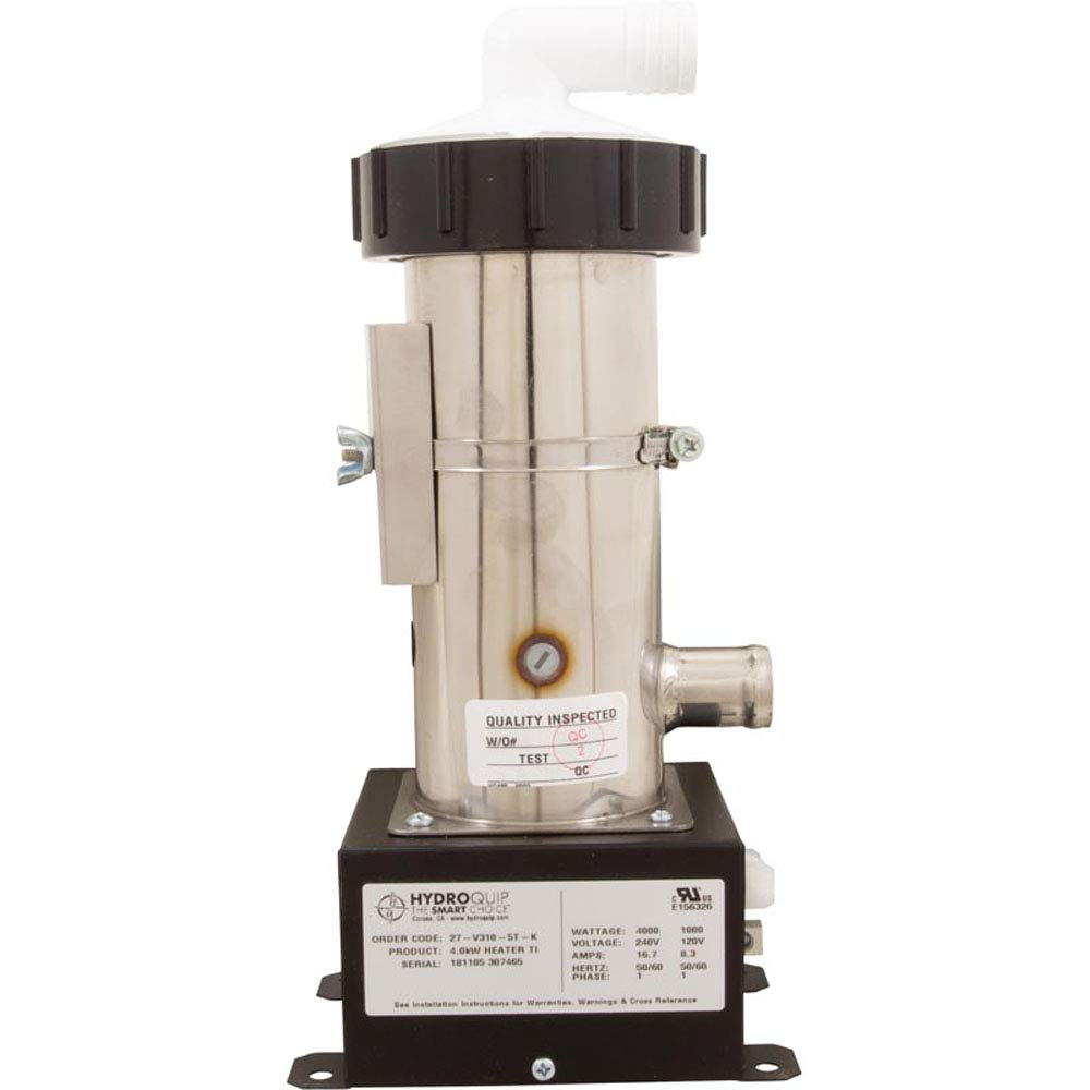 Hydro Quip 4.0kW Vertical Low Flow Water Heater Replacement - Universal Rite-Fit HQ Heater for Pools, Spas & Hot Tubs | Energy Efficient Heating Solution