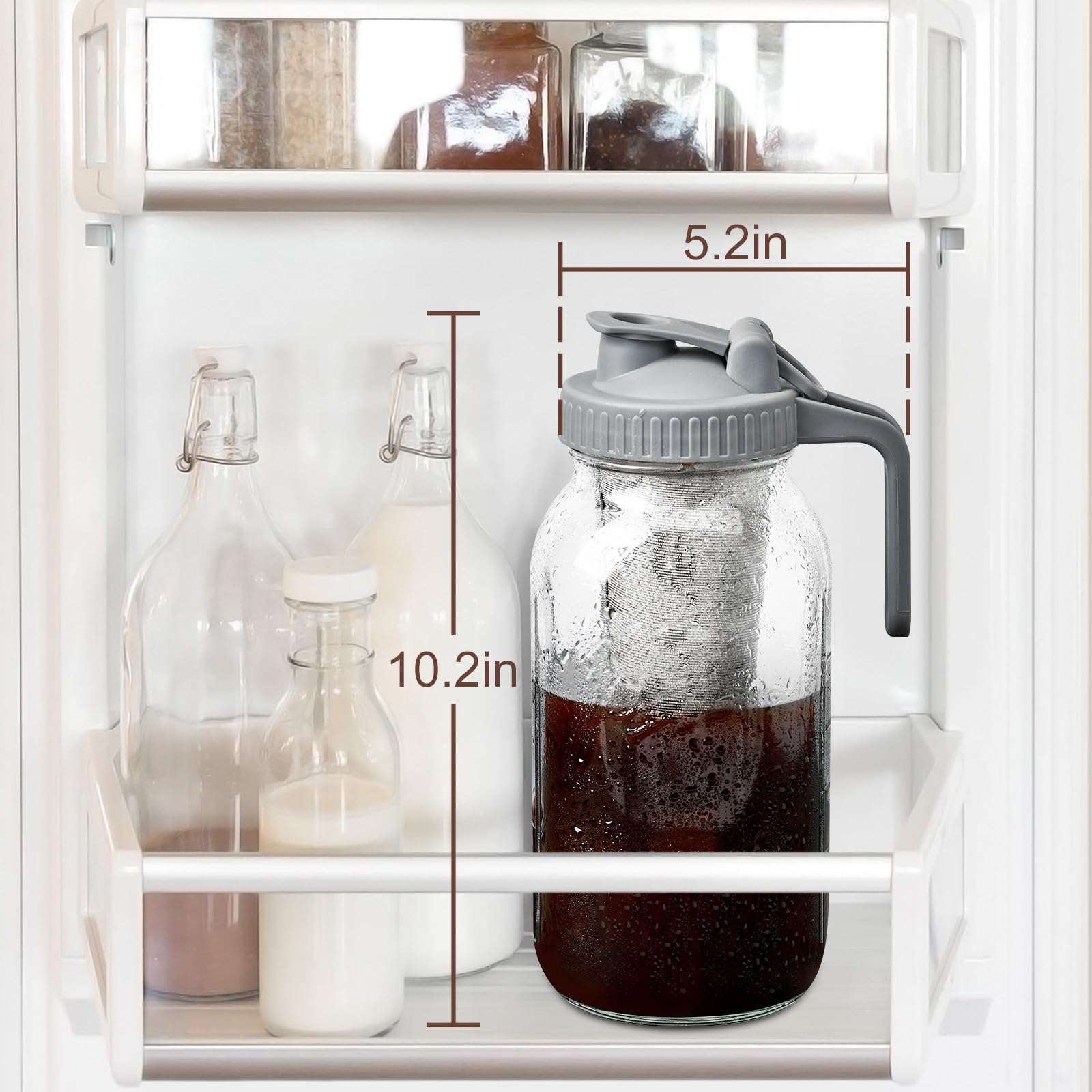 Stainless Steel Cold Brew Coffee Maker 64oz - Leakproof & Easy Clean for Home & Office