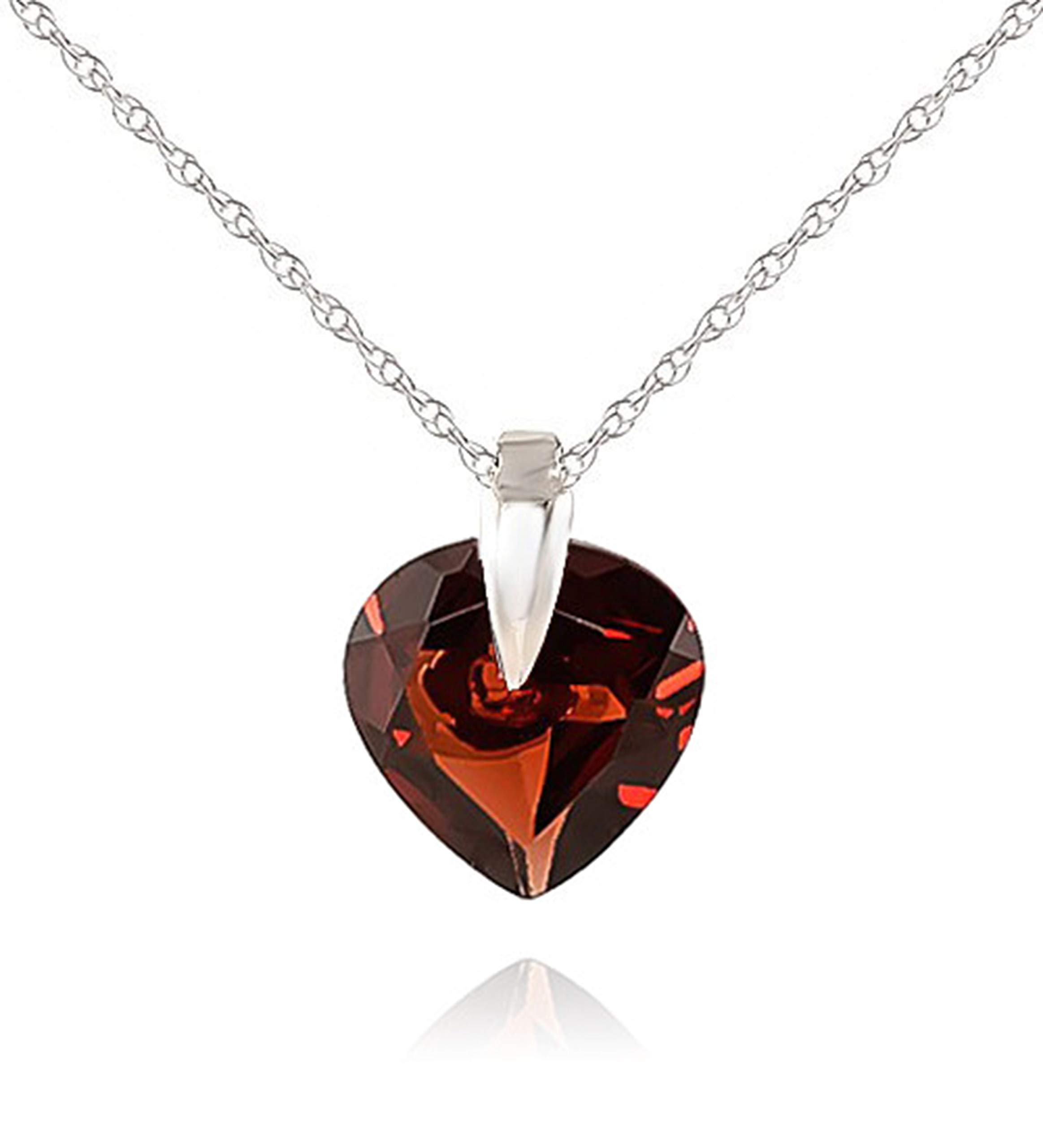 14K Solid Gold Necklace with Natural Garnet Gemstone - Elegant Galaxy Gold GG Pendant for Women - Perfect for Valentine's Day, Anniversary & Special Occasion Gifts