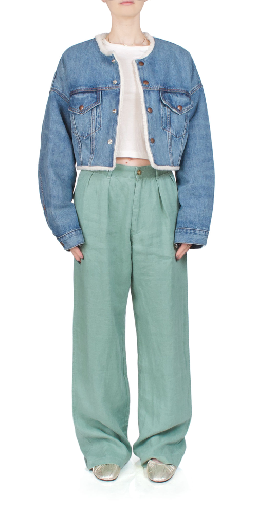 Blake Oversized Cropped Denim Jacket for Women - Distressed Vintage Style Denim Coat with Button Front - Perfect for Casual Outfits, Streetwear & Spring Layering