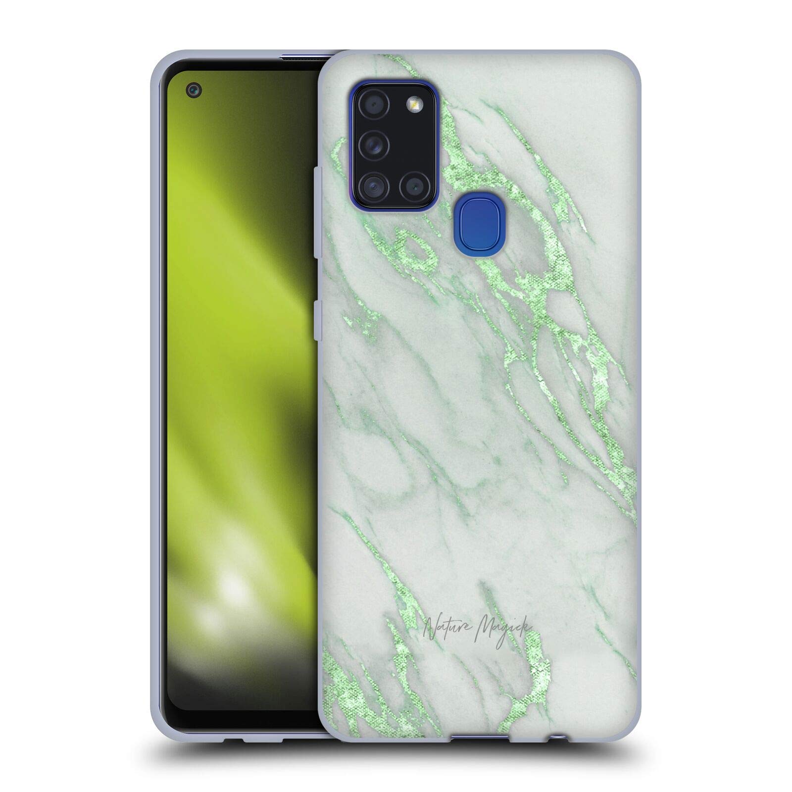 Nature Magick Green Marble Metallics Soft Gel Case for Samsung Galaxy A21s (2020) - Officially Licensed by Head Case Designs, Durable Protection with Stylish Design for Everyday Use