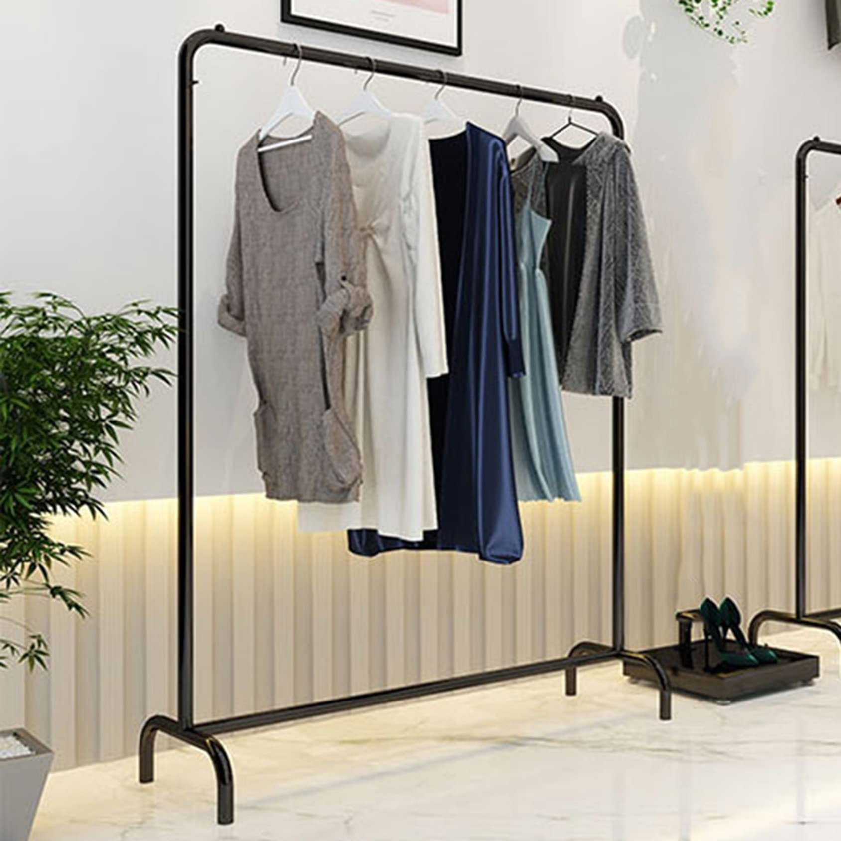 Commercial Garment Rack - Heavy Duty Freestanding Clothes Hanger Organizer with Wheels | Multi-Functional Bedroom & Retail Clothing Storage Display | Perfect for Boutiques, Laundry Rooms & Walk-In Closets