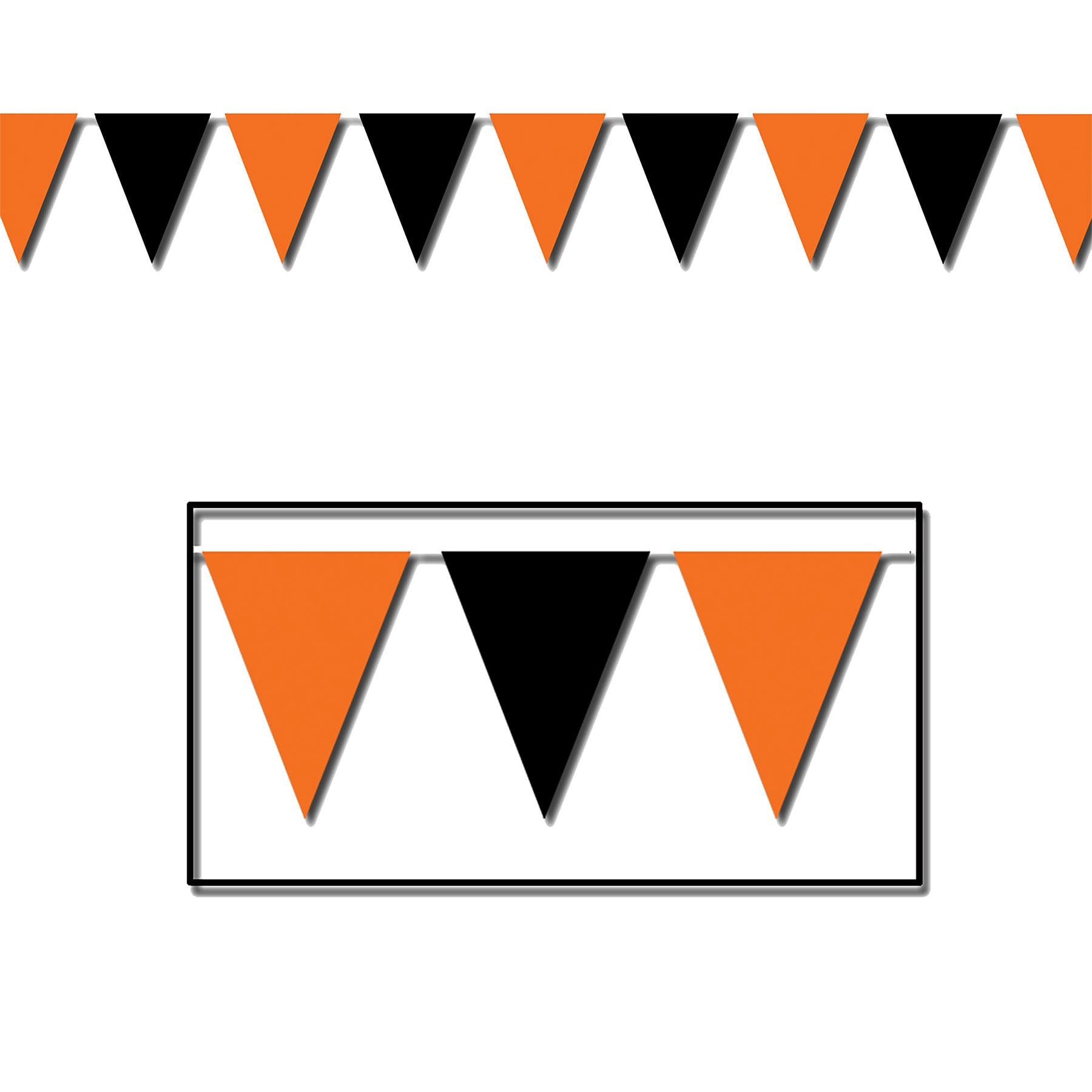 12 Pack Halloween Orange & Black Pennant Banner - Party Decorations for Halloween, Fall Festivals & Home Decor