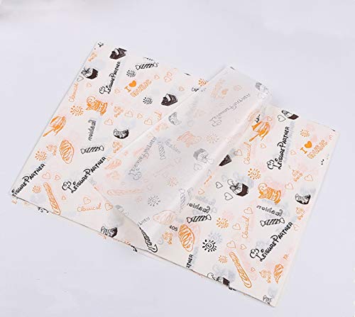 100 Sheets Deli Paper - Waterproof Greaseproof Sandwich Wrap, Baking Parchment & Food Basket Liners for Restaurants, BBQs, Picnics & Parties - Ideal for Cooking, Frying & Food Wrapping