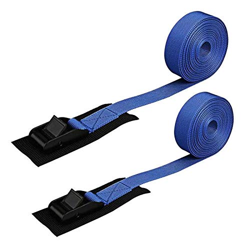 Heavy Duty 16ft Ratchet Tie Down Straps 2 Pack - Adjustable Lashing Straps with Cam Buckle for Cargo, Motorcycle, ATV, Boat & Truck - Secure Transport for Road Trips & Moving (Blue)