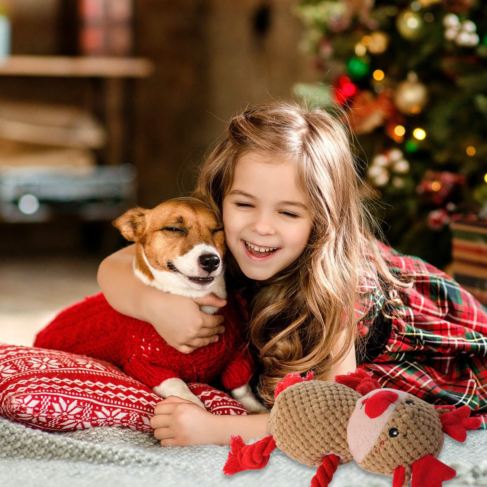 2 Pack Christmas Squeaky Plush Dog Toys for Small Medium Large Dogs - Durable Chew Proof Puppy Toys with Cute Snowman & Elk Design - Perfect for Holiday Playtime, Training Rewards & Interactive Fun