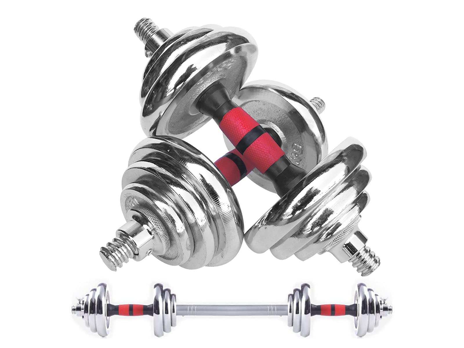 Adjustable Dumbbells Set 5-66Lbs Cast Iron Free Weights with Connecting Rod - Convertible to Barbell for Home Gym, Strength Training & Fitness - Perfect for Men & Women (Ideal for Small Spaces, Full-Body Workouts & Weightlifting)
