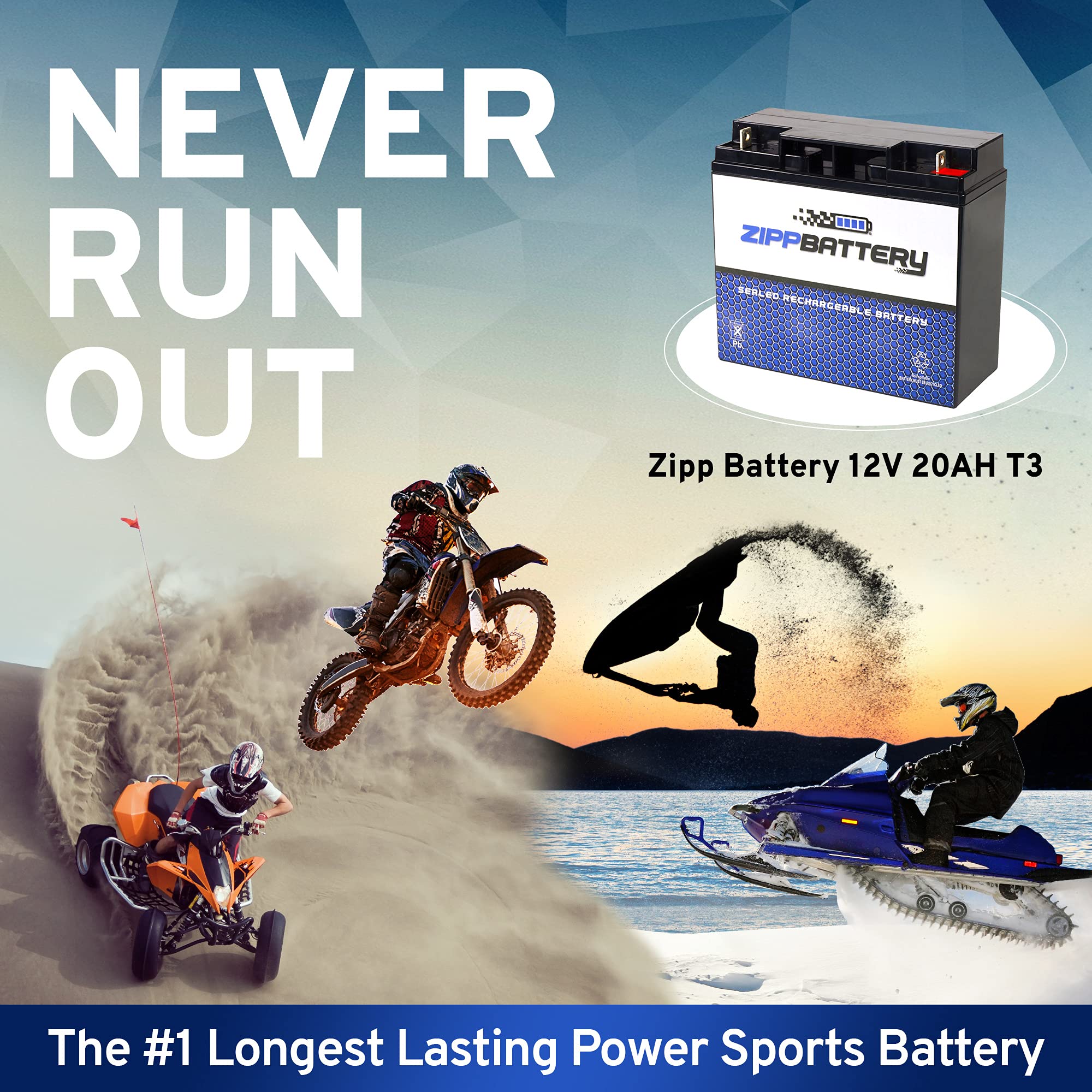 12V 20AH 240W Sealed Lead Acid (SLA) Rechargeable Battery with T3 Terminals - Power Backup for Solar Systems, UPS, Emergency Lights & Medical Equipment by Zipp Battery