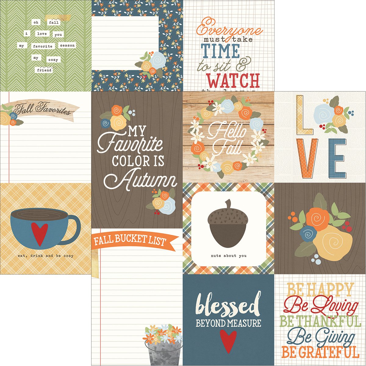 Hello Fall Double-Sided Cardstock Scrapbook Paper - 12x12, 4x4 & 4x6 Vertical Journaling Cards for Autumn Crafts, DIY Scrapbooking, and Seasonal Home Decor