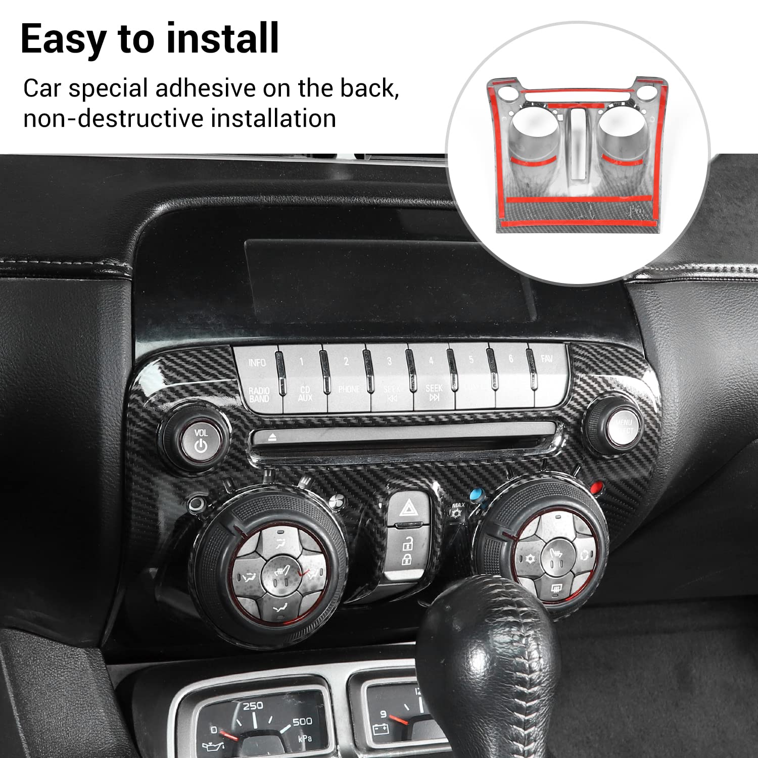 Carbon Fiber Center Console Dashboard Radio Panel Trim for 2010-2015 Chevy Camaro - Upgrade Interior with Premium Style (Perfect for Car Enthusiasts & Custom Builds)