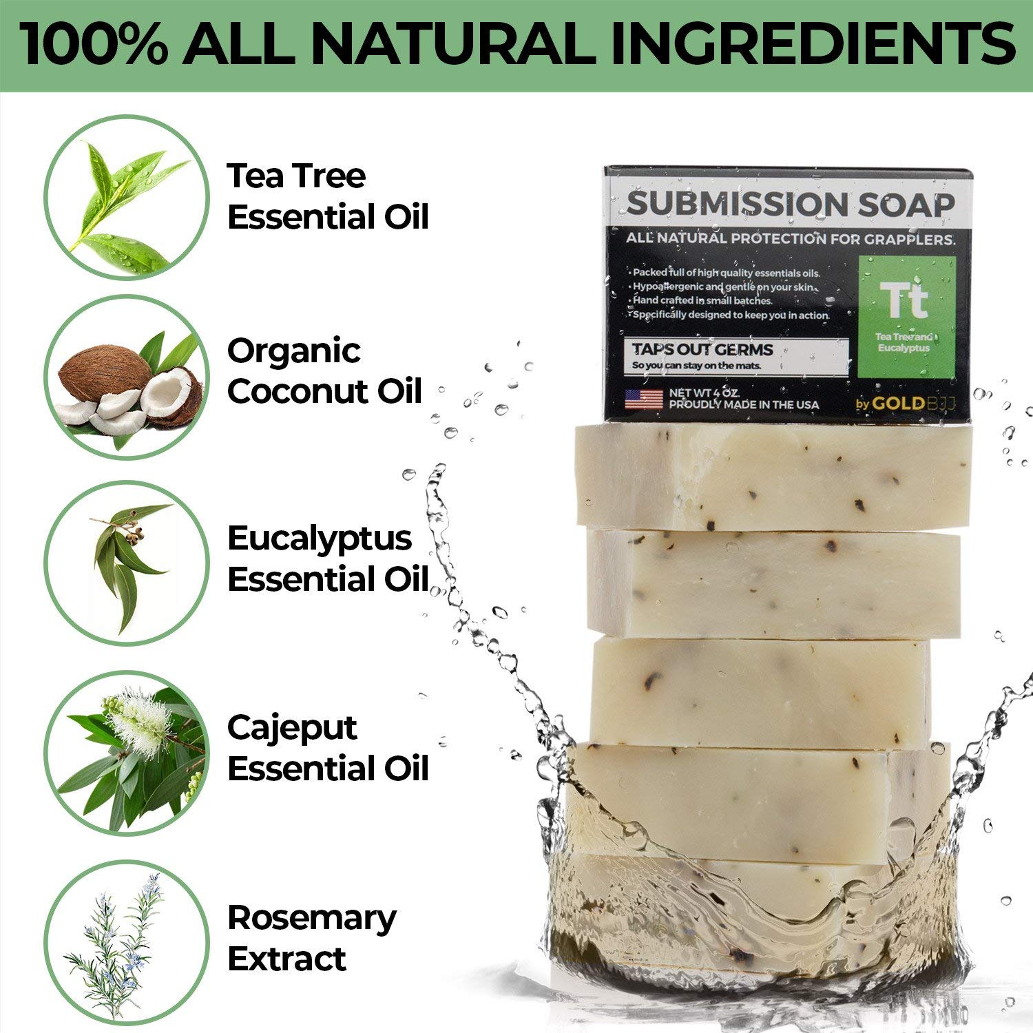 Premium Gold BJJ Jiu Jitsu Soap & Body Wipes Bundle - Antibacterial & Odor Control for Grapplers - Post-Training Hygiene for MMA, Brazilian Jiu-Jitsu & Combat Sports Athletes