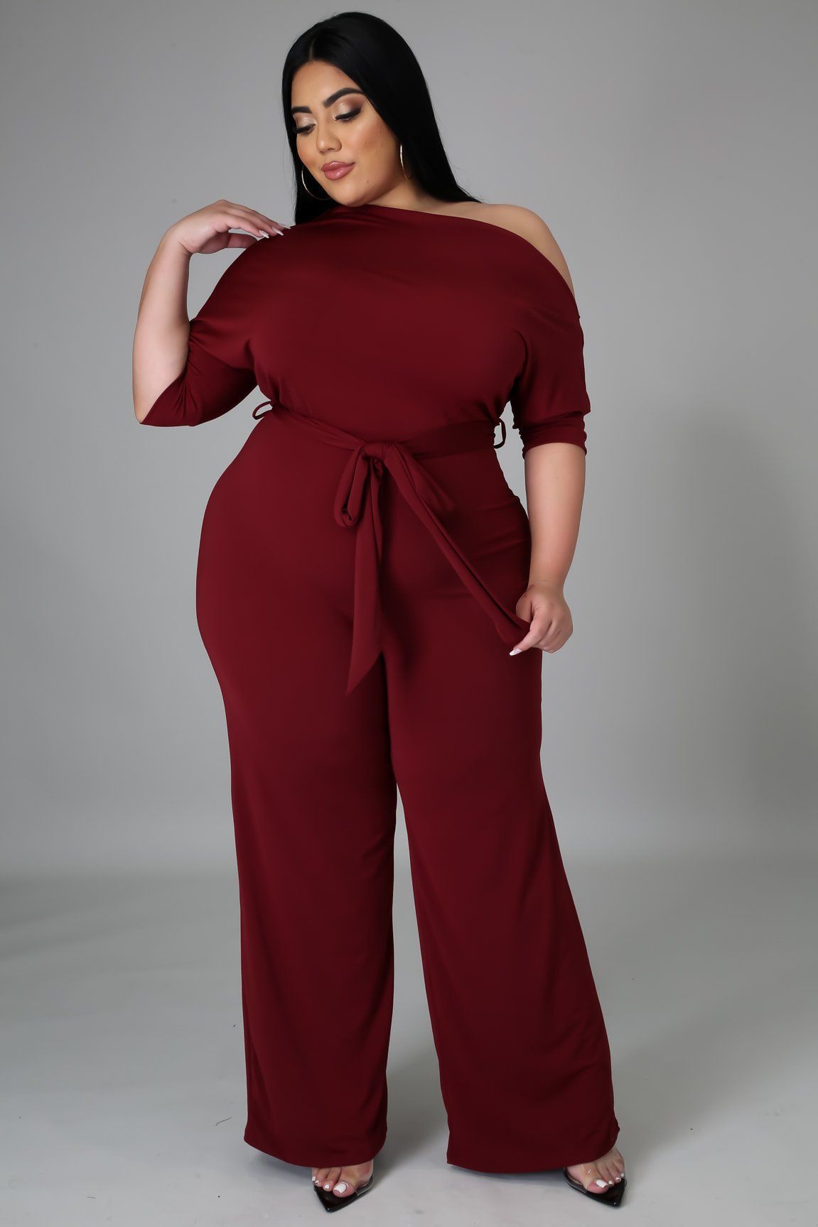 Libby Curve Jumpsuit for Women - Burgundy Red Romper for Casual Outings & Summer Vacations