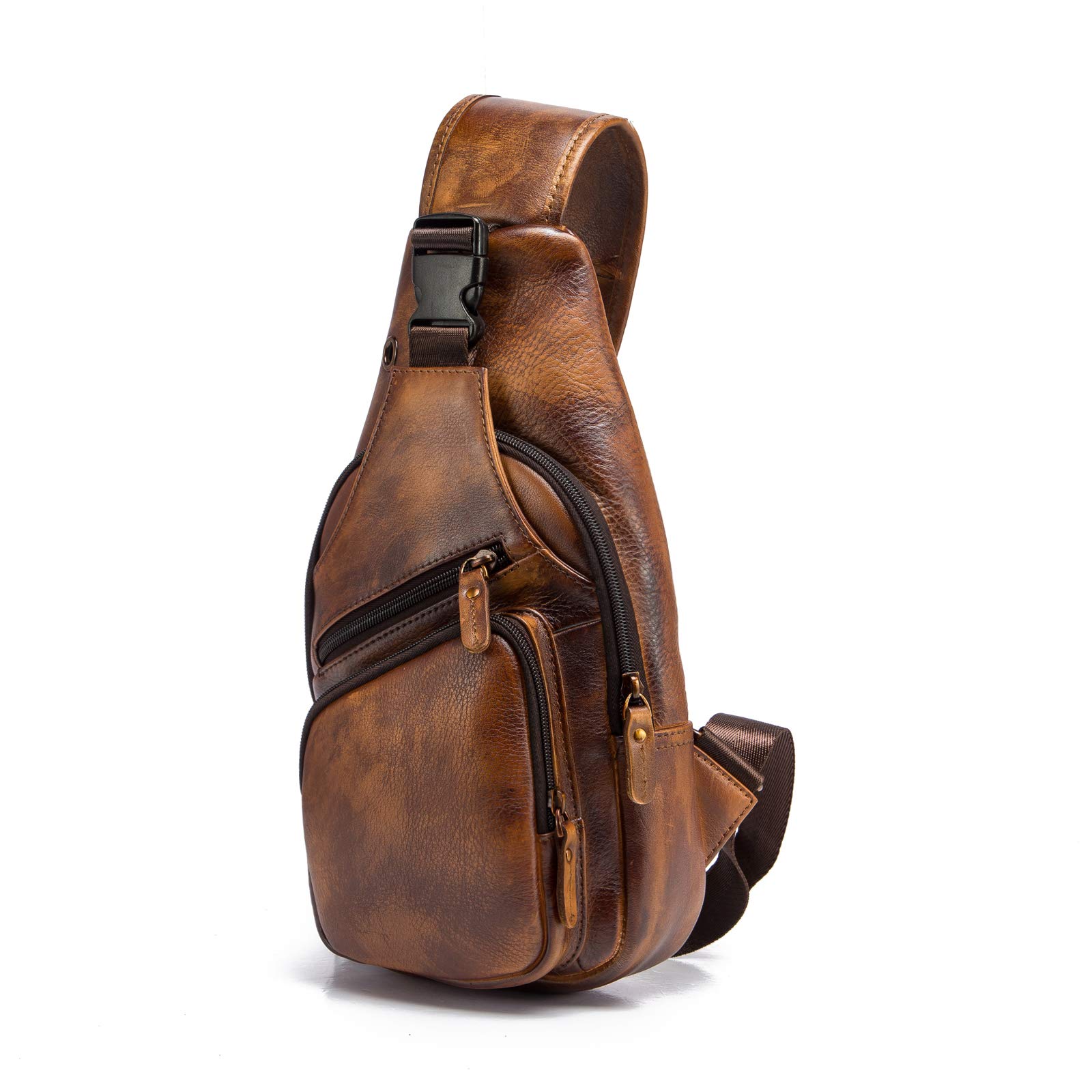 **Le'aokuu Men's Leather Crossbody Sling Bag - Stylish Casual Chest Bag for Travel, Hiking & Daily Use - Designer Shoulder Strap Bag 8015**    *Perfect for outdoor adventures, commuting, or casual outings - a versatile and fashionable accessory for men.*