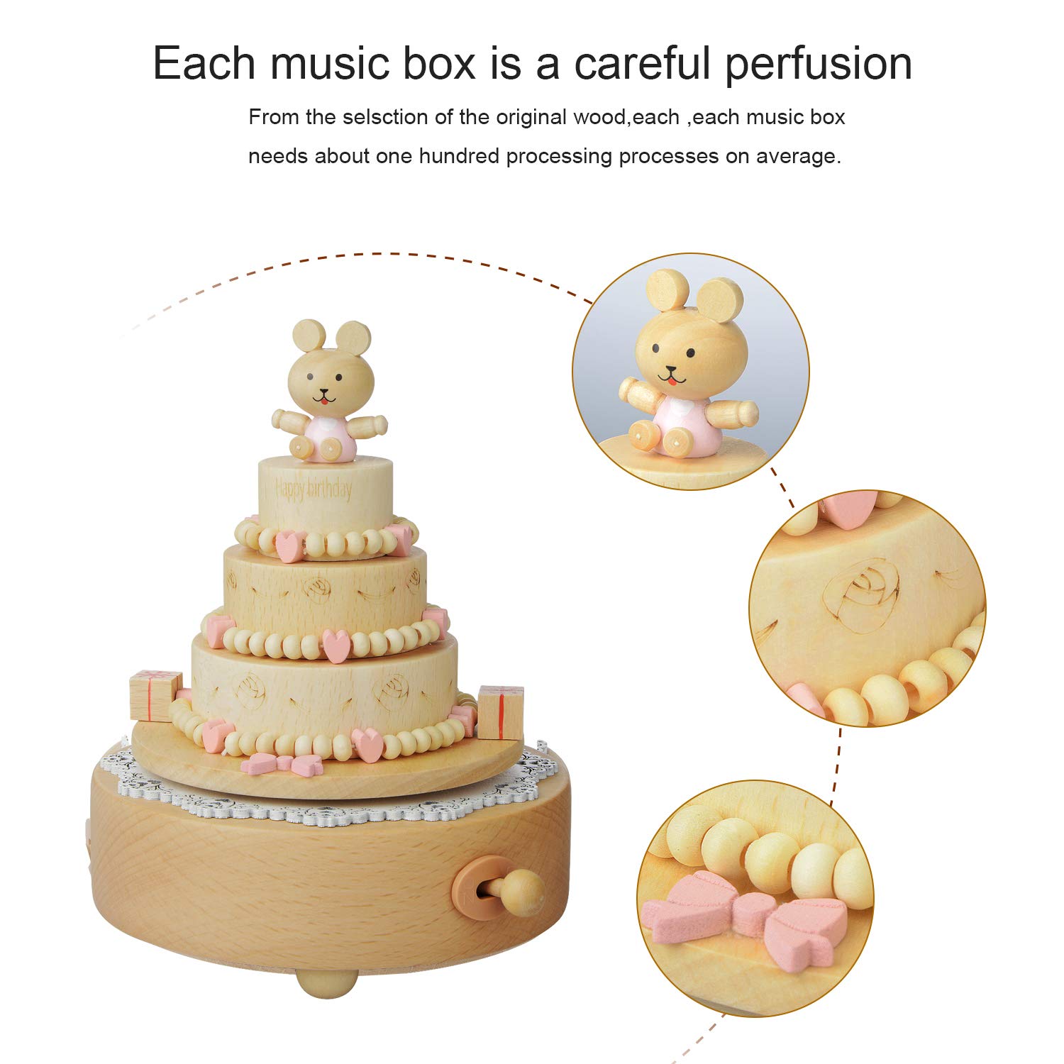 Wooden Music Box Birthday Cake Toy - Plays Happy Birthday Song | Kids Birthday Gift & Party Decoration | Perfect for Birthday Celebrations, Cake Toppers, and Gift Giving