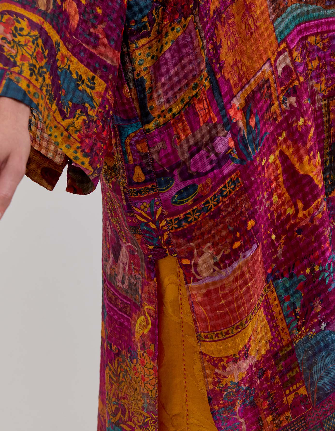 Firoza Silk Kurta - Elegant Purple Checkered Indian Tunic for Women | Perfect for Festivals, Weddings & Special Occasions