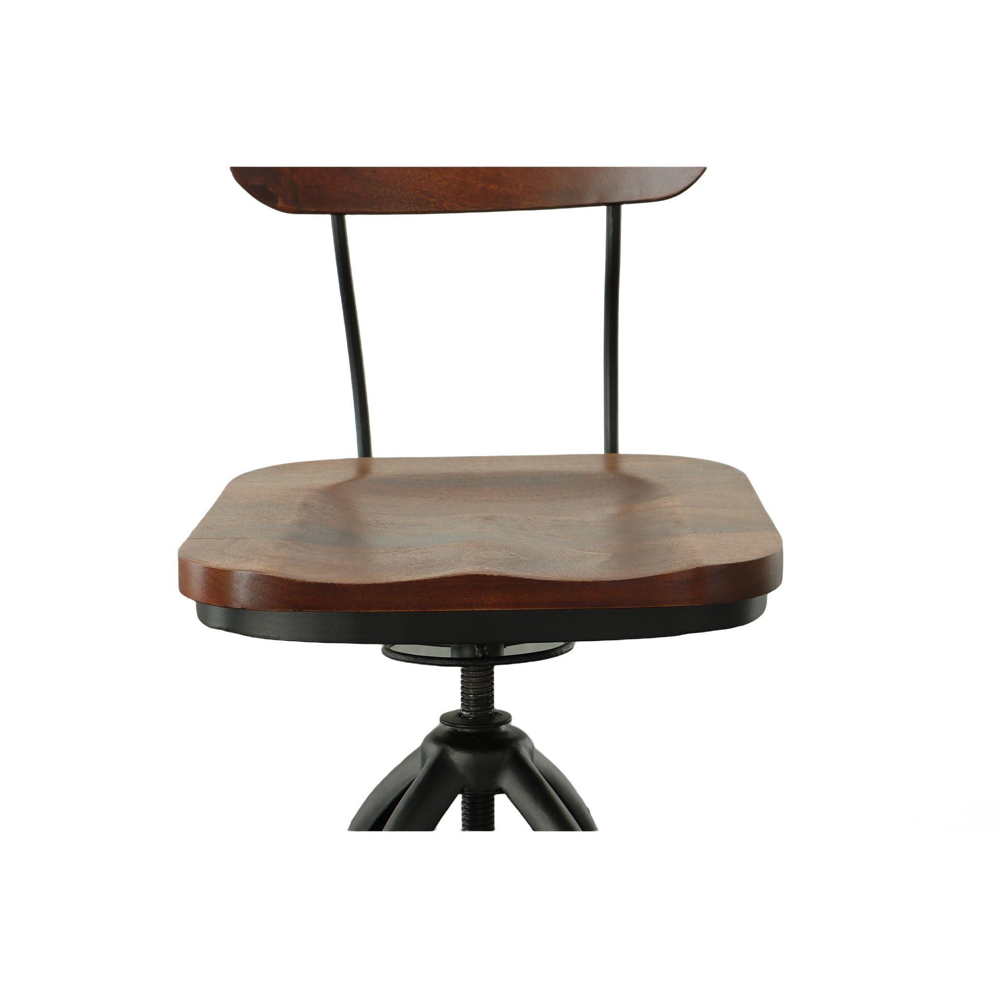 Adjustable Wood Barstool - Chestnut & Black for Kitchen & Bar